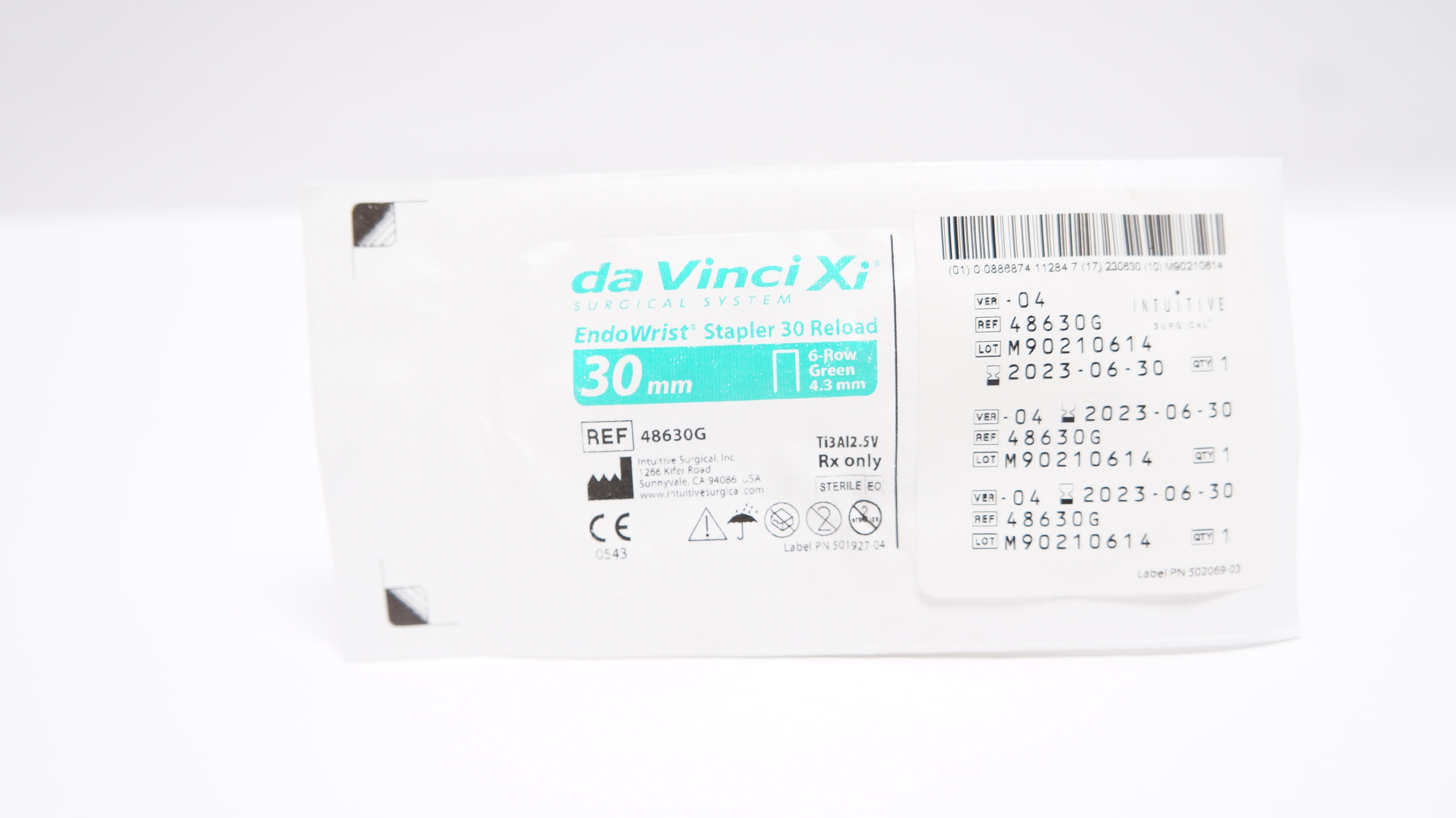 Intuitive 48630G Da Vinci Xi EndoWrist Stapler 30mm Reload 6-Row Green, 4.3mm(x)