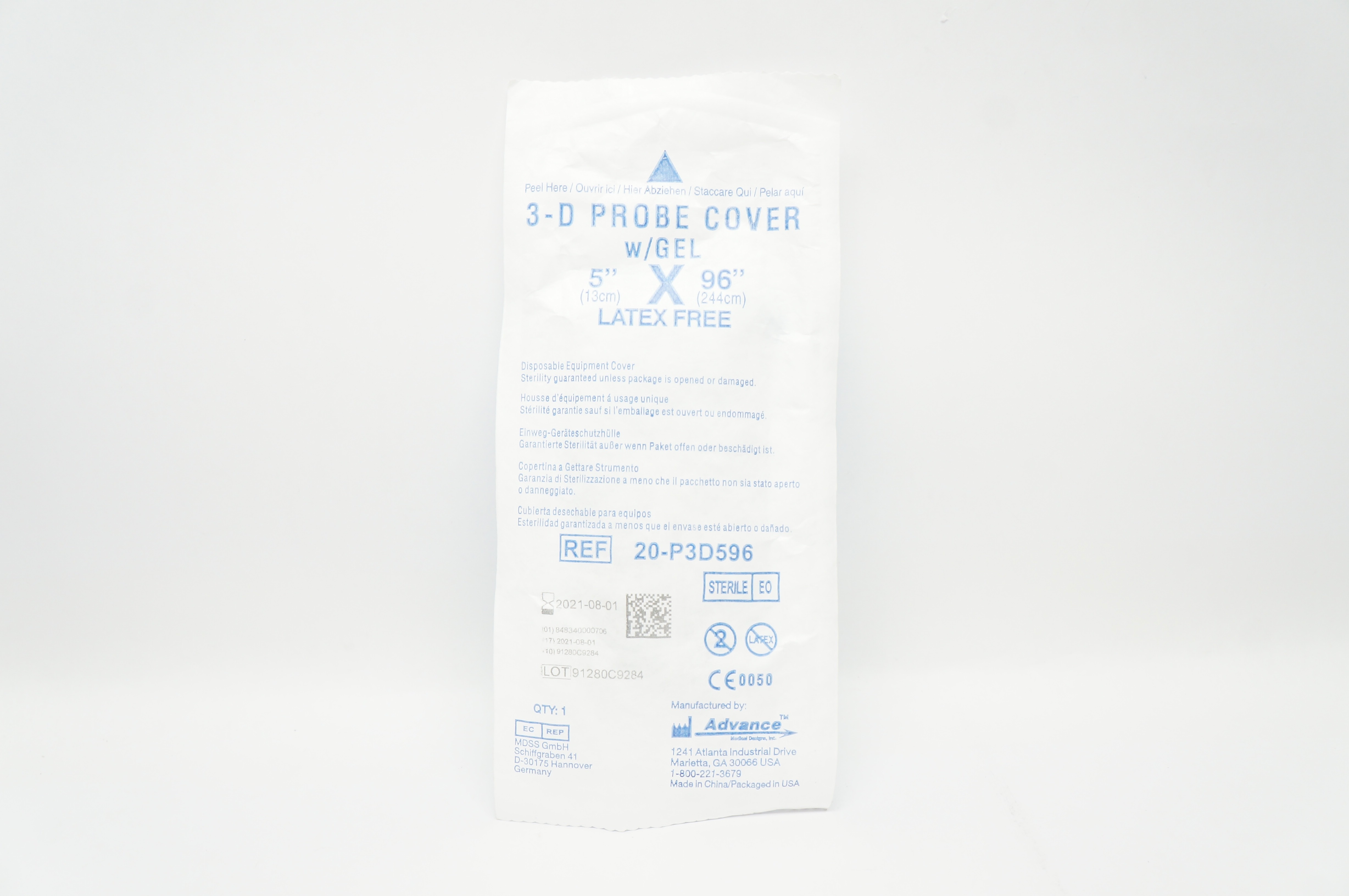 Advance 20-P3D596 3-D Probe Cover w/Gel 5inch x 96 inch (x)