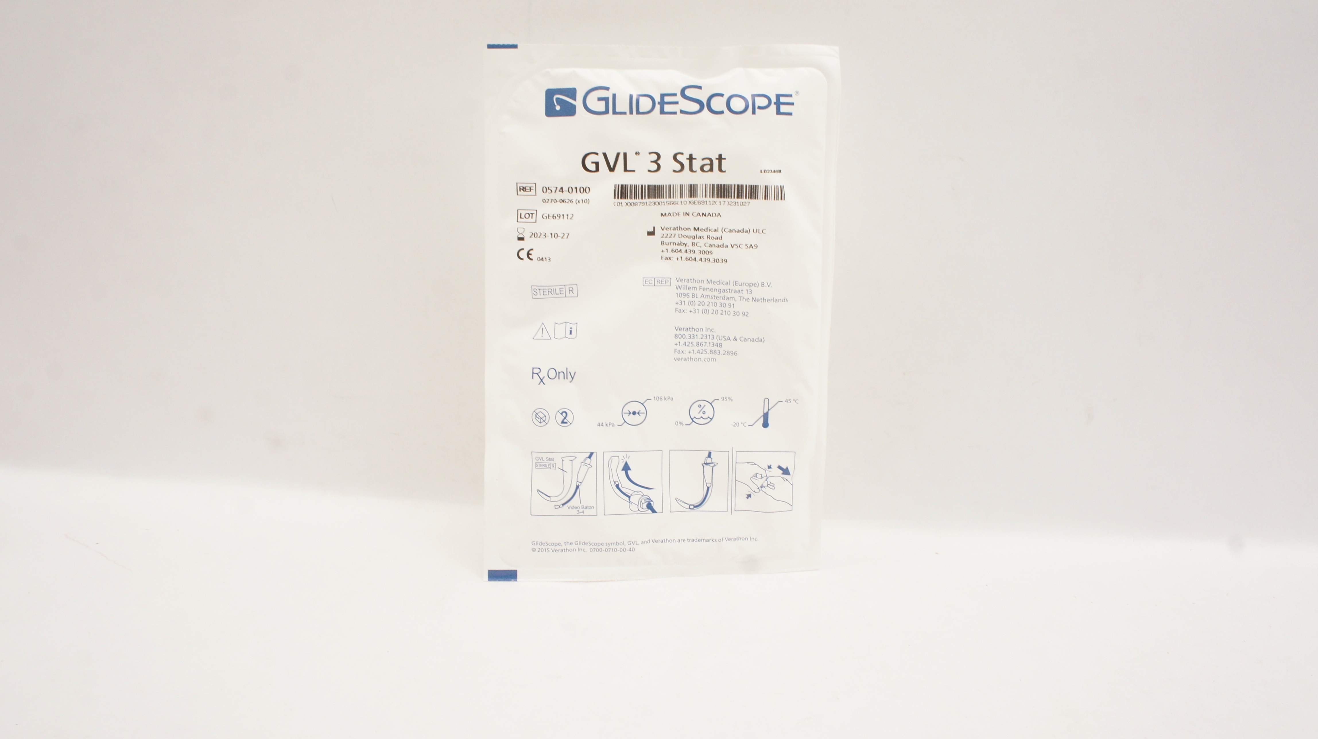 Verathon Medical 0574-0100 GlideScope  GVL 3 Stat (x)