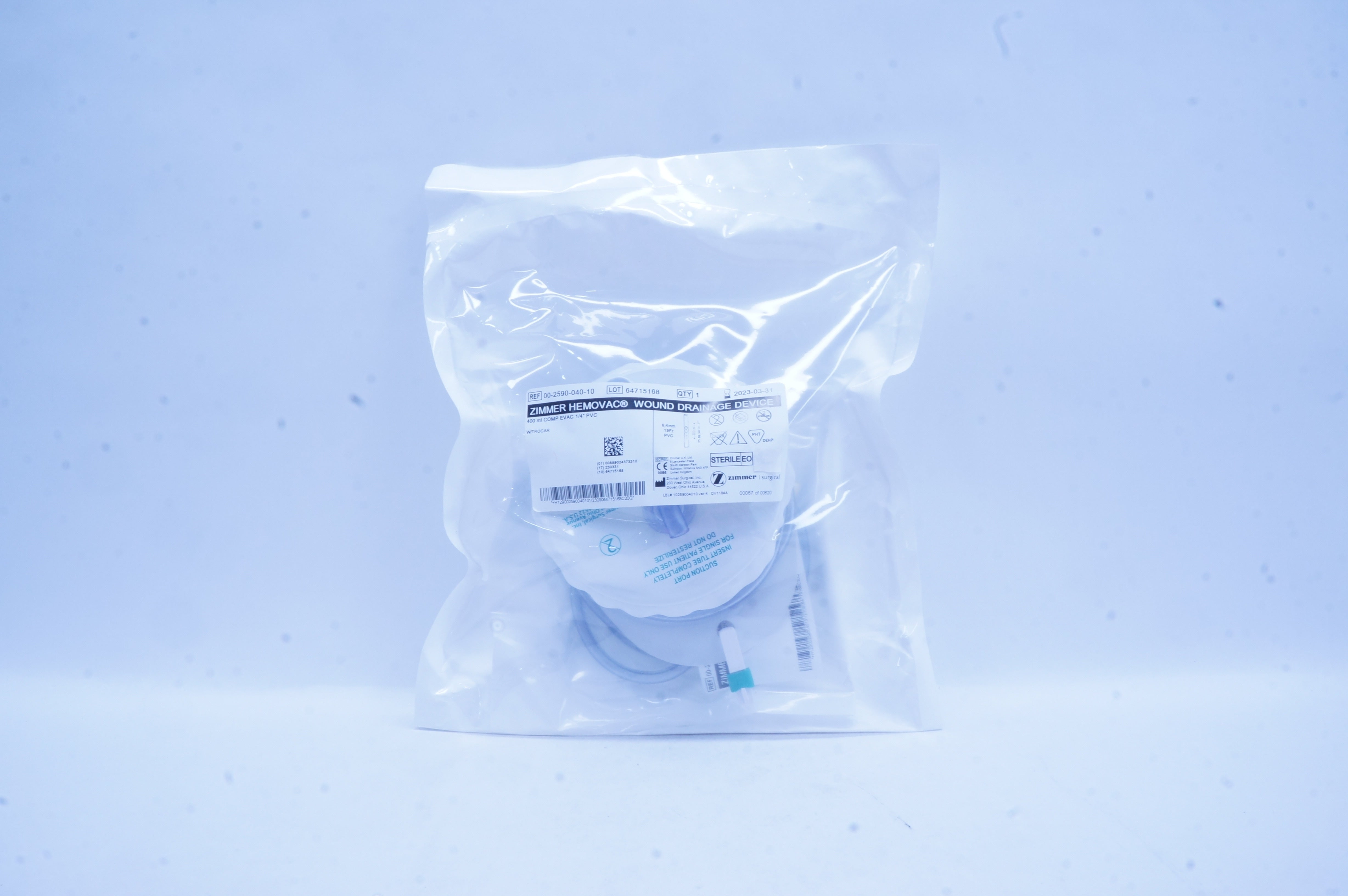 Zimmer 00-2590-040-10 Hemovac Wound Drainage Device 400 ml