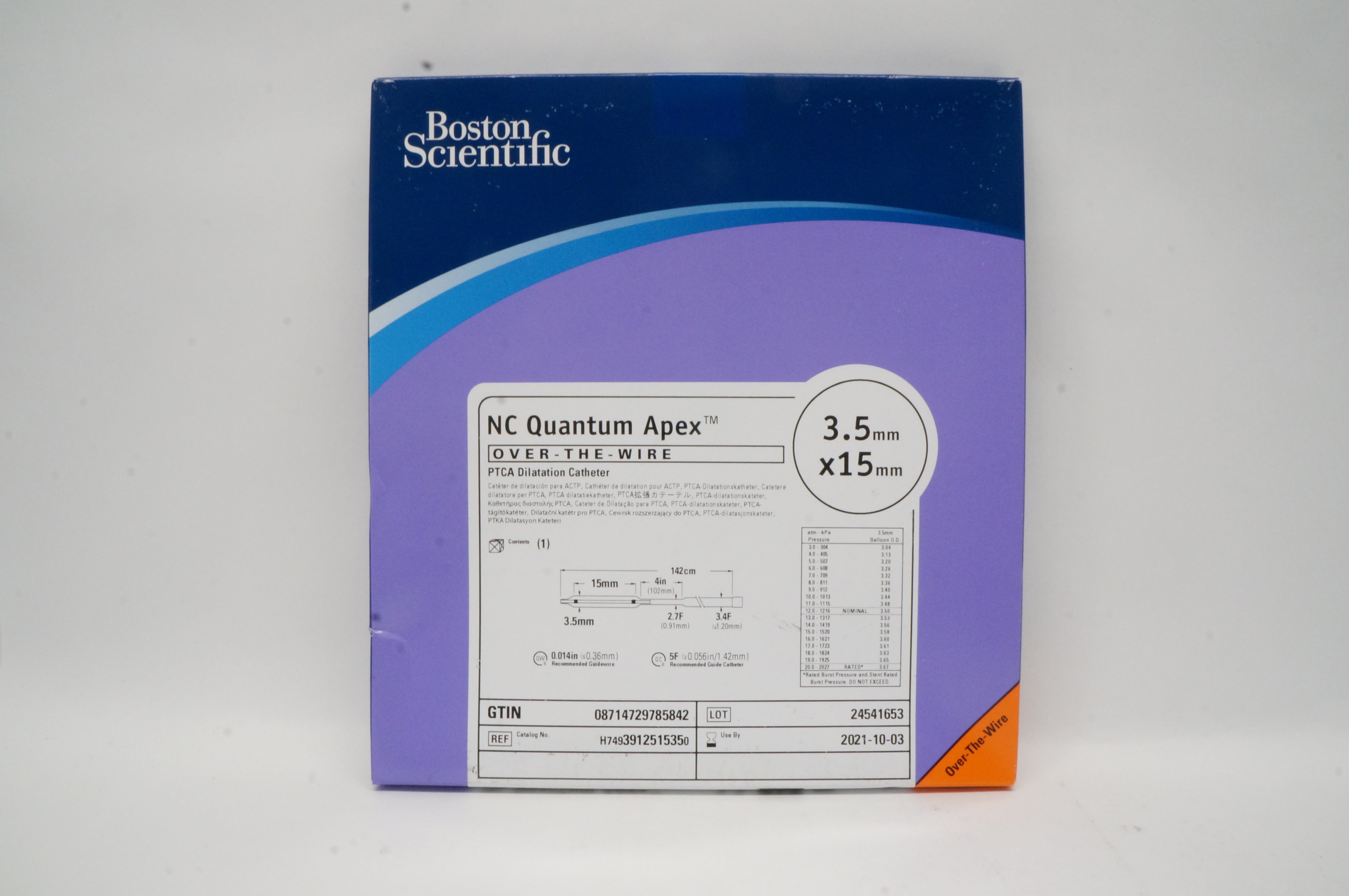 Boston Scientific 391251535 NC Quantum Apex PTCA Dilat Cath. 3.5x15mm