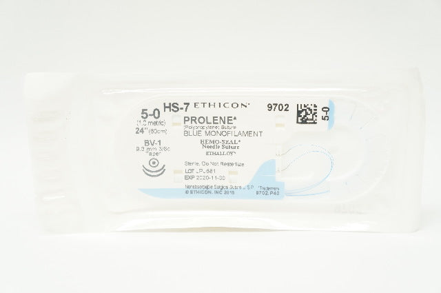 Ethicon 9702 5-0 PROLENE BV-1 9.3mm 3/8c Taper 24inch (x)