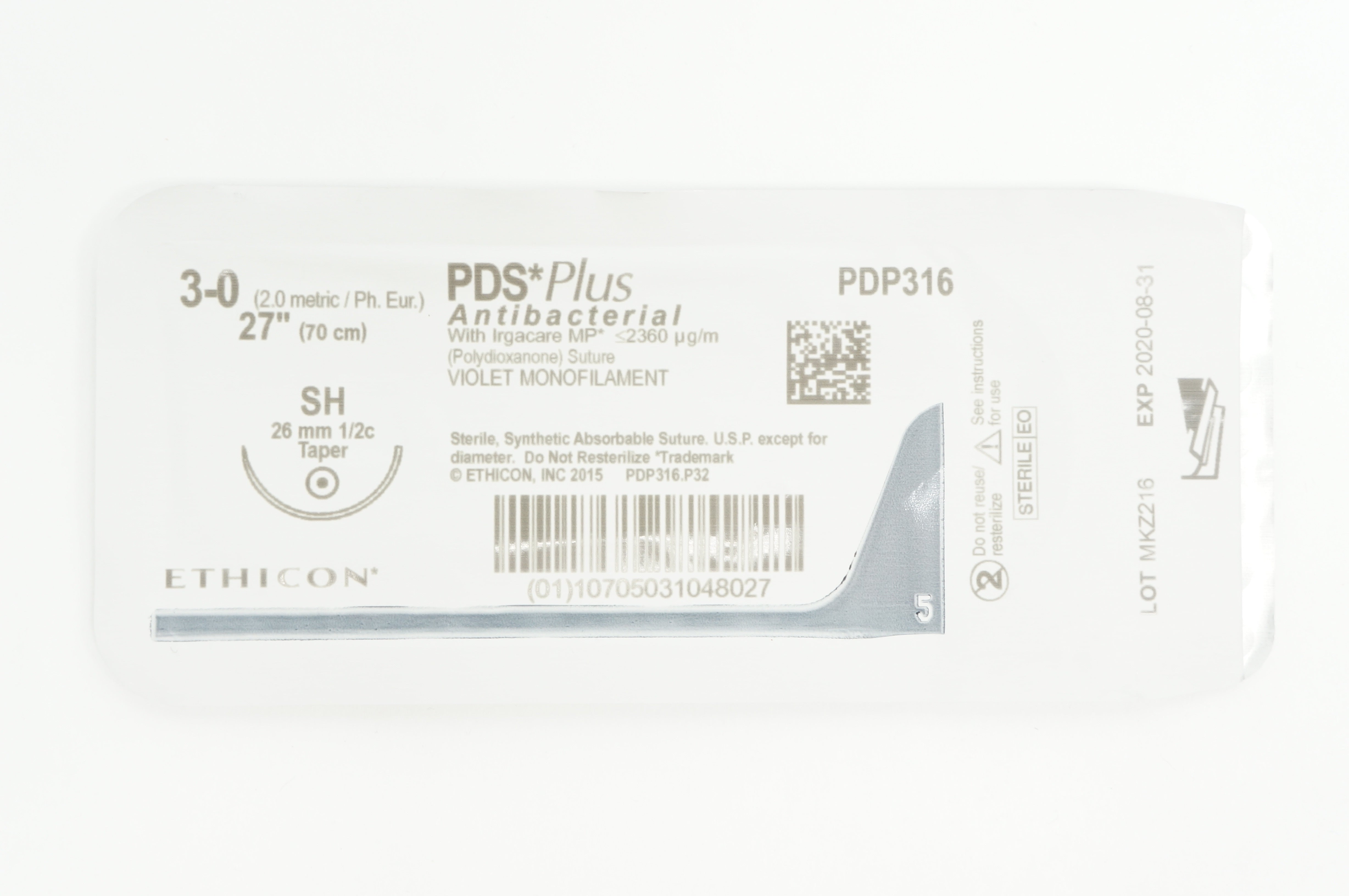 Ethicon PDP316 3-0 PDS Plus VIOLET MONOFILAMENT SH 26mm 1/2c Taper, 27in(x)