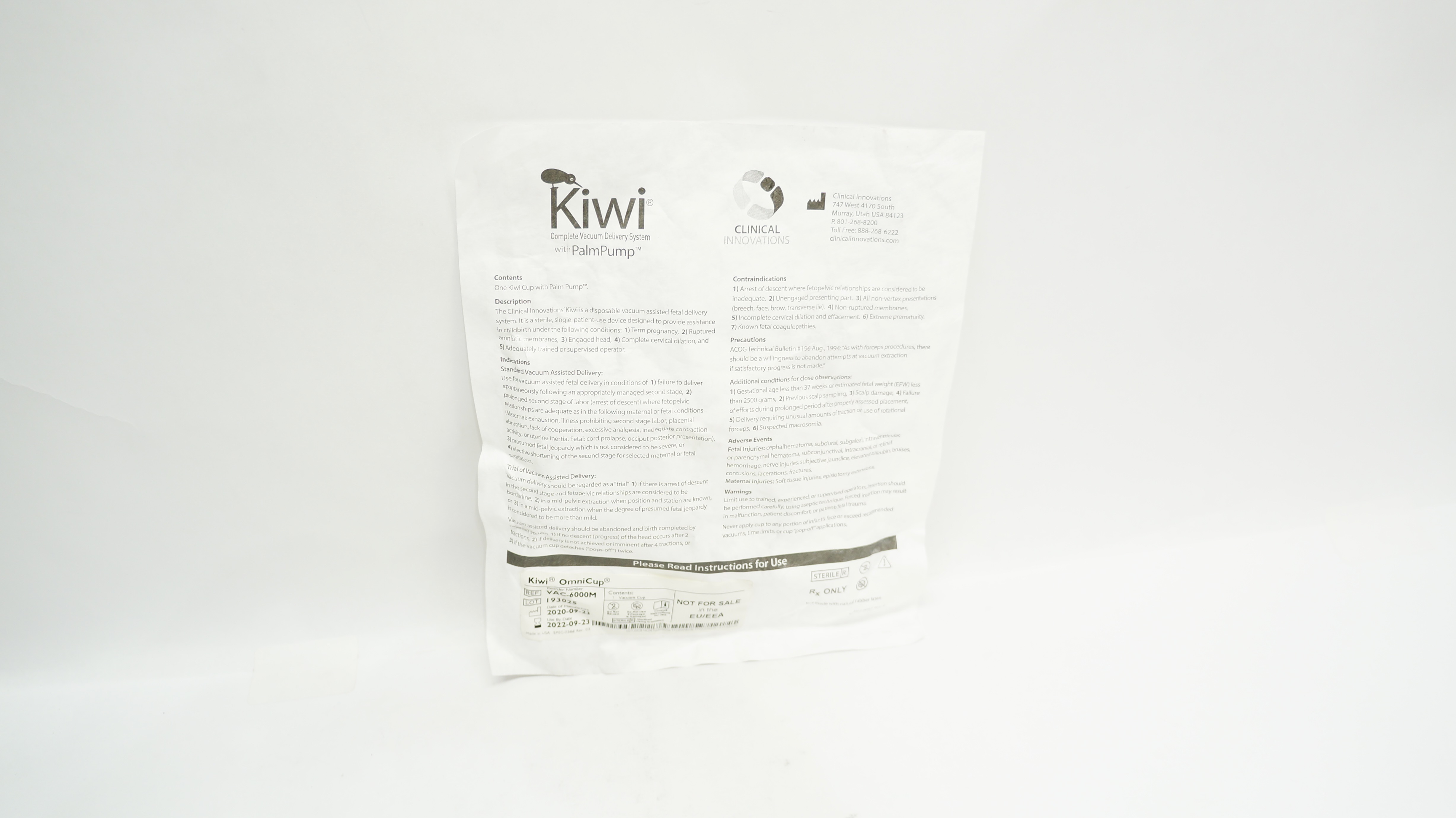 Clinical Innovations VAC-6000M Kiwi OmniCup Vacuum Delivery System w/PalmPump(x)