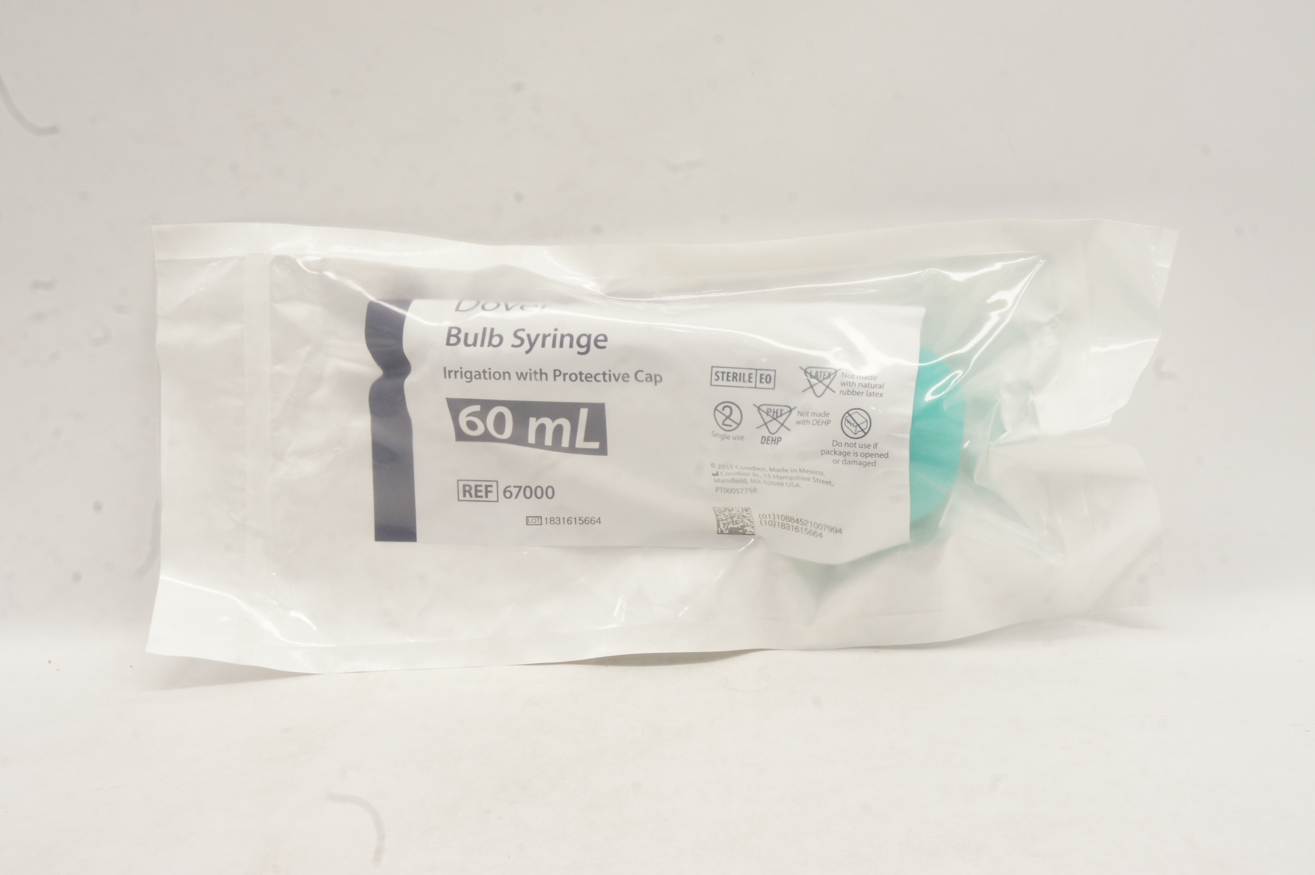 Covidien 67000 Dover Bulb Syringe Irrigation with Protective Cap 60 mL