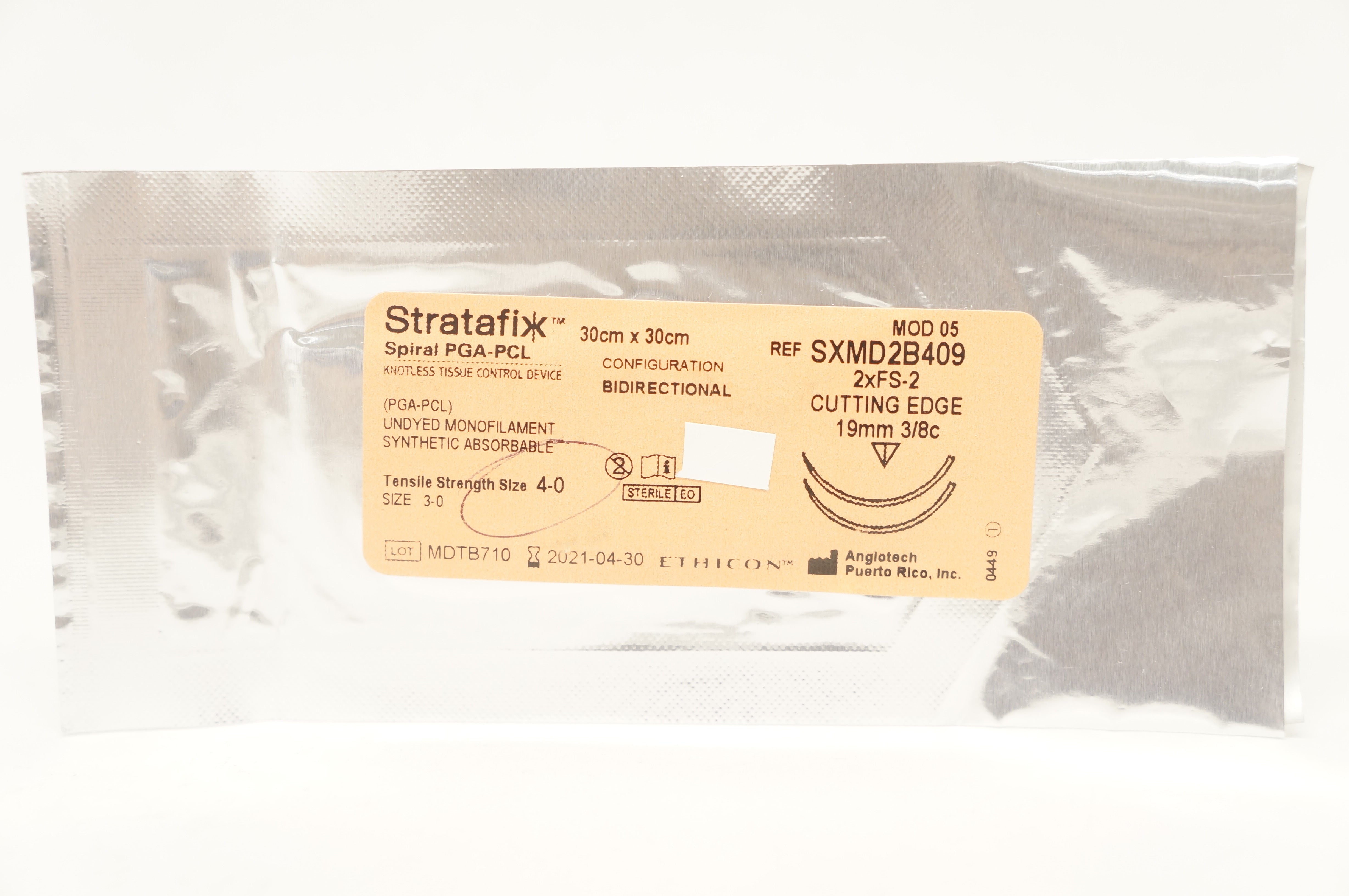 Ethicon SXMD2B409 4-0 Stratafix 2xFS-2 Cutting Edge 19mm 3/8c, 30 x 30cm (x)