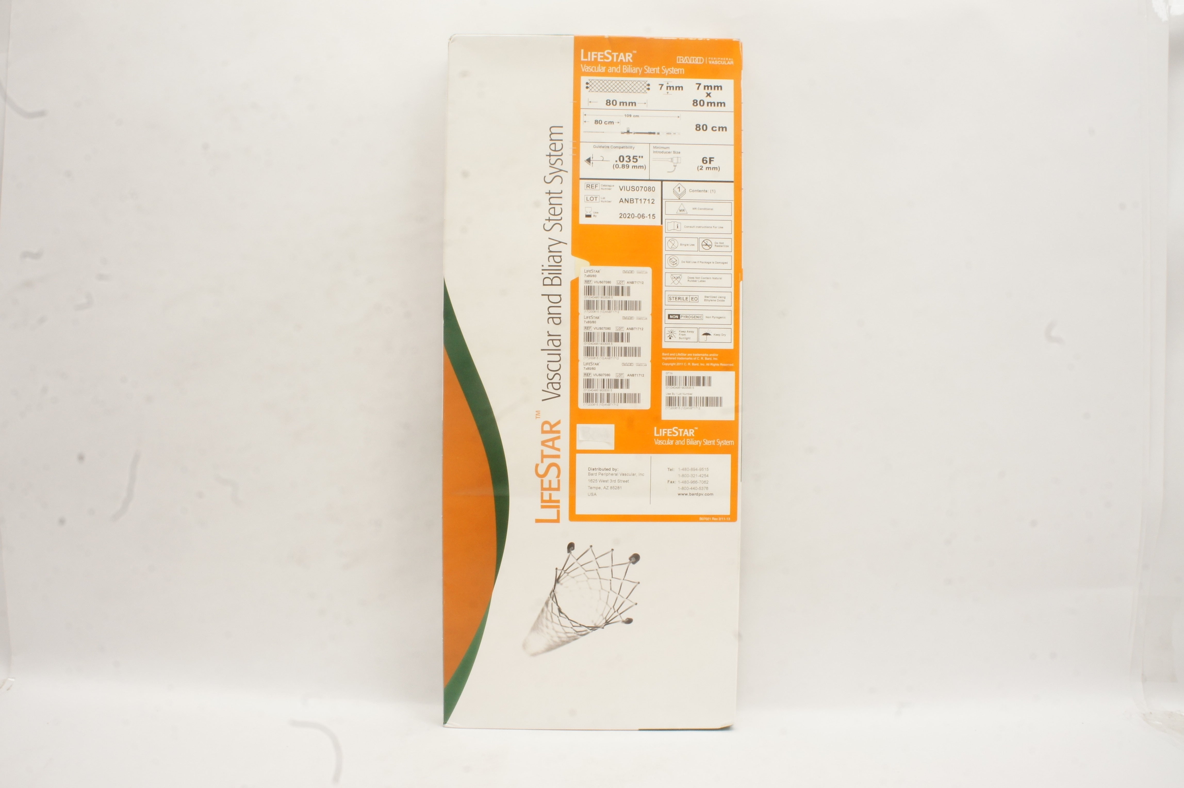 Bard VIUS07080 LifeStar Vascular and Biliary Stent System 6F .035inch (x)