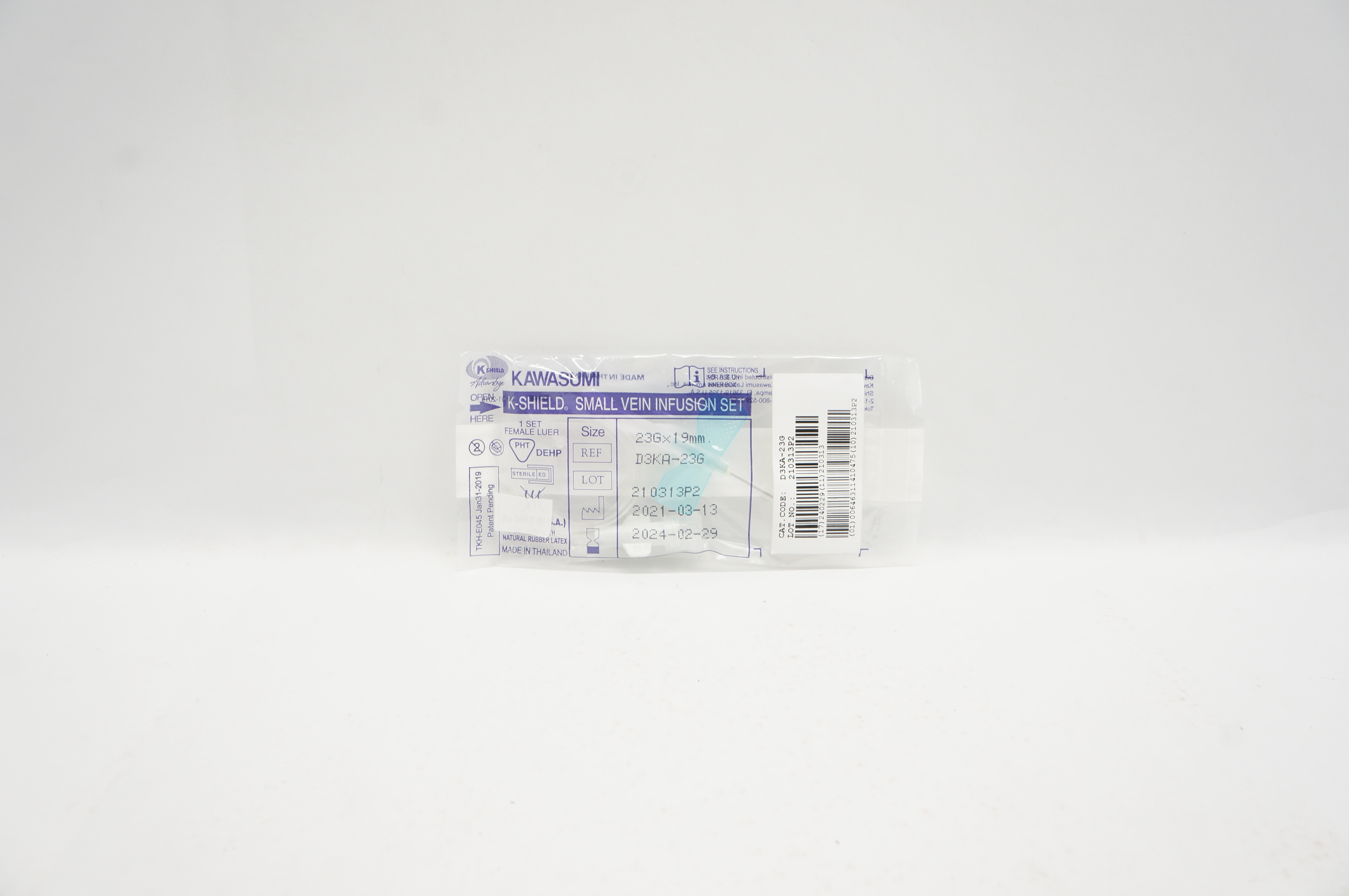 KAWASUMI D3KA-23G K-Shield Small Vein Infusion Set 23G x 19mm