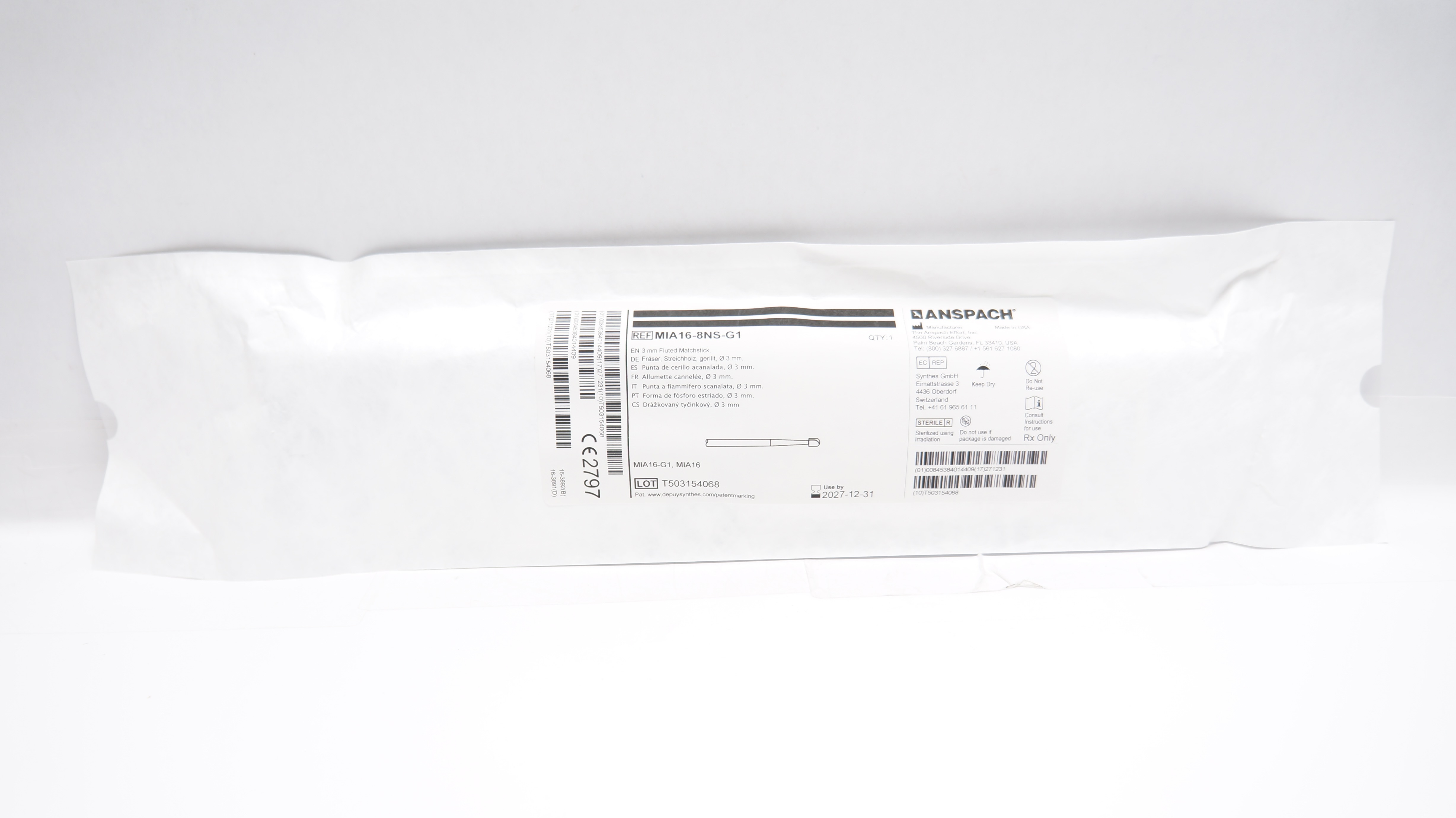 Anspach MIA168NSG1 Fluted Matchstick 3mm