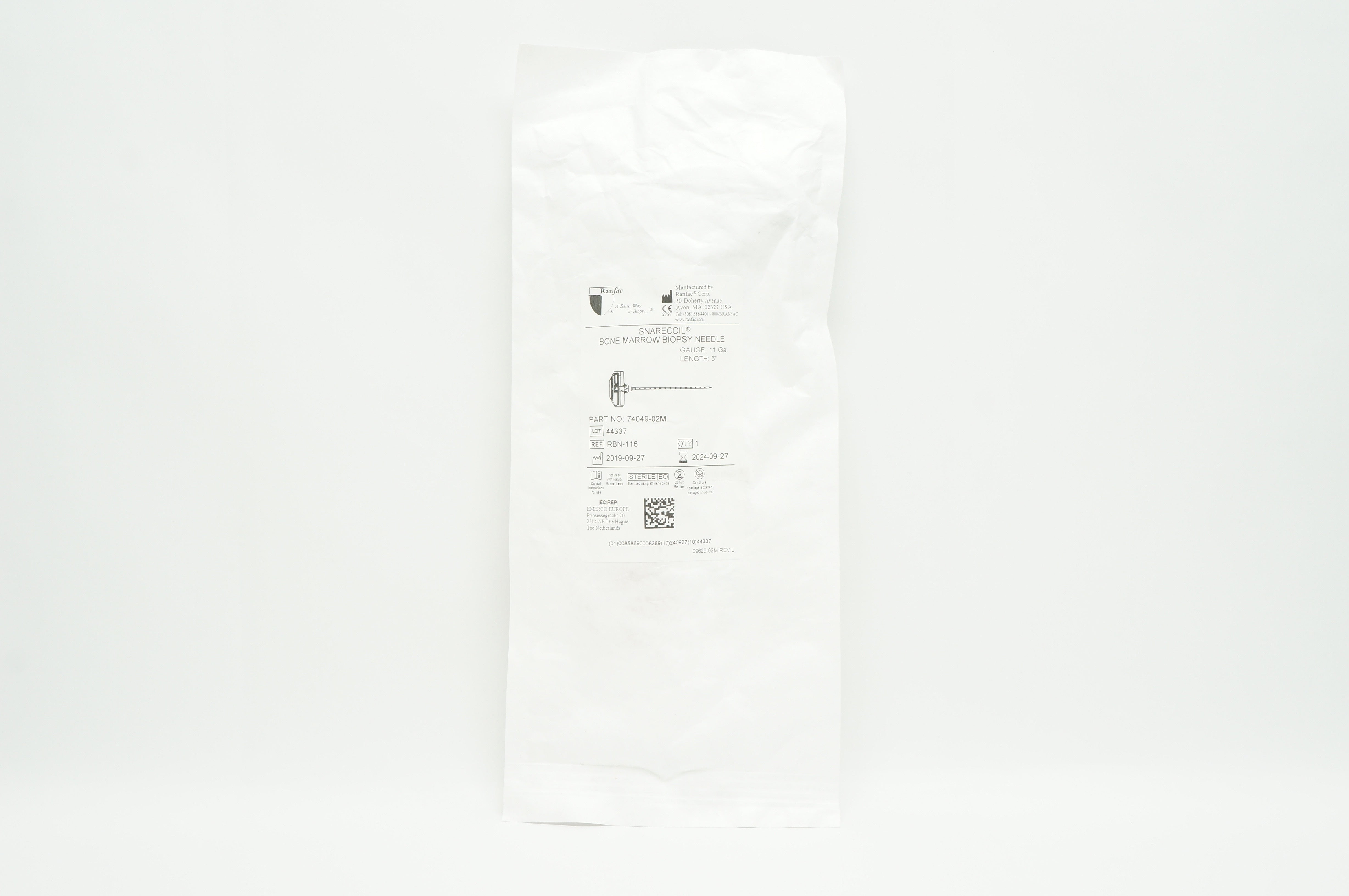 Ranfac RBN116 Snarecoil Bone Marrow Biopsy Needle 11Ga x 6inch