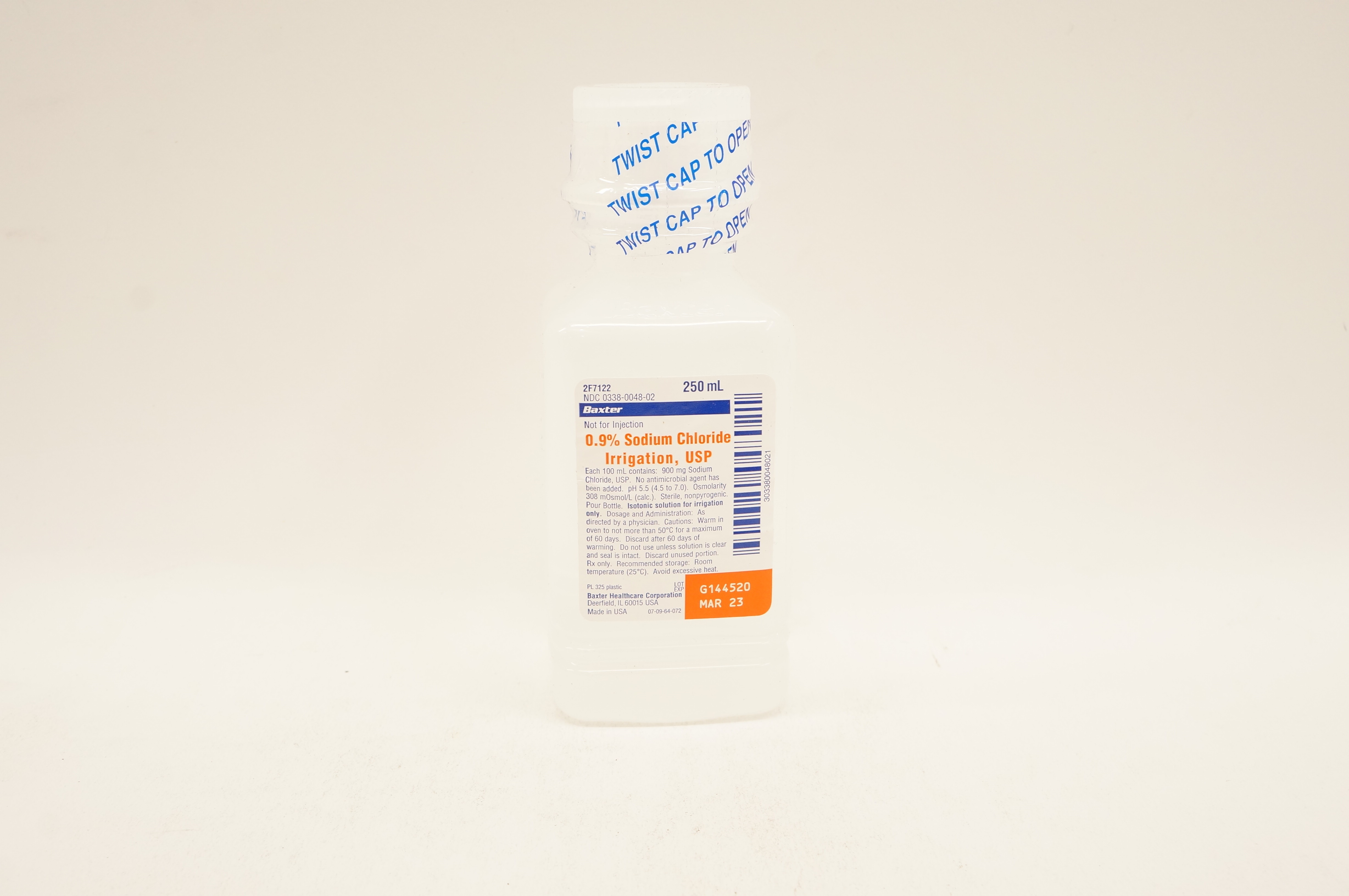 Baxter 2F7122 0.9% Sodium Chloride Irrigation, USP 250 mL