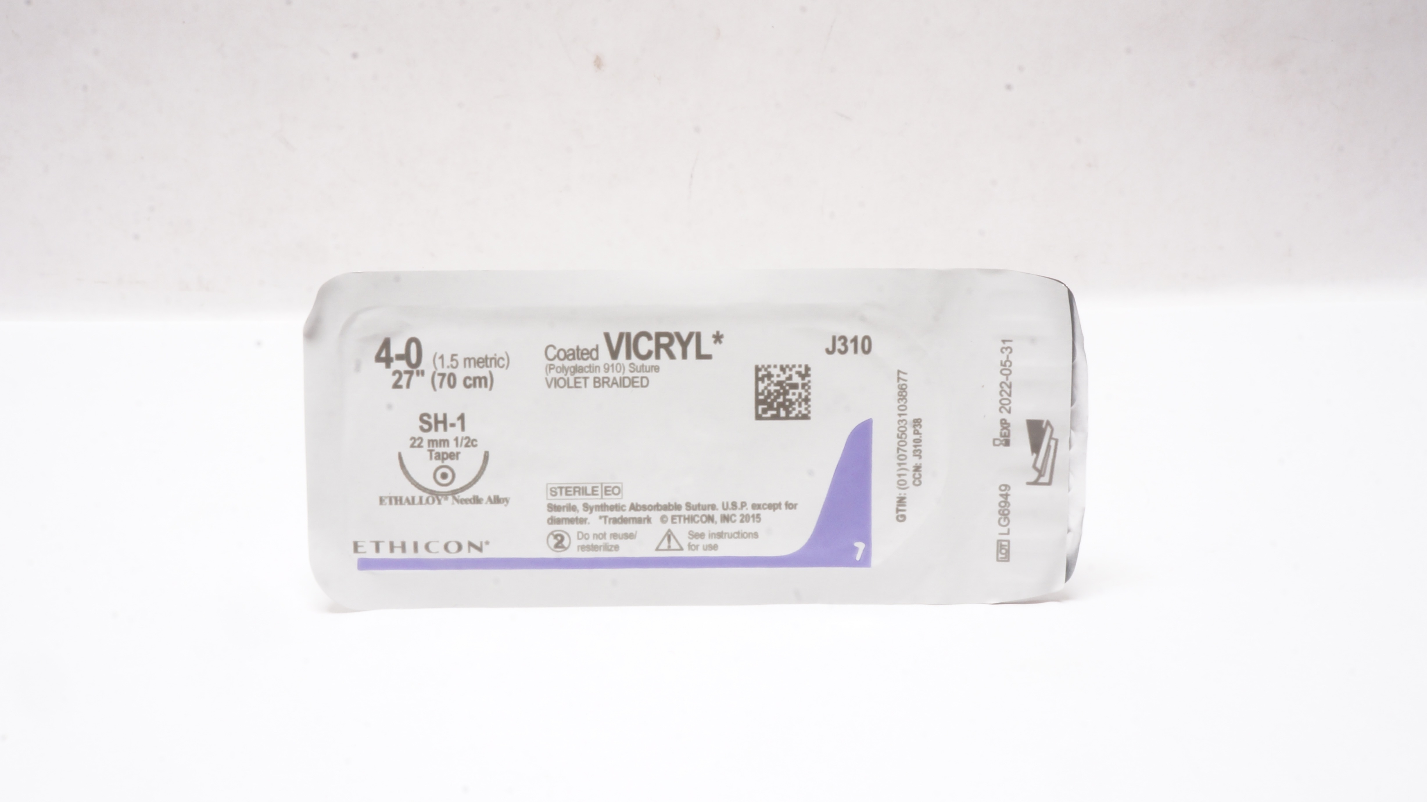 Ethicon J310 4-0 VICRYL SH-1 27inch 22mm 1/2c Taper (x)