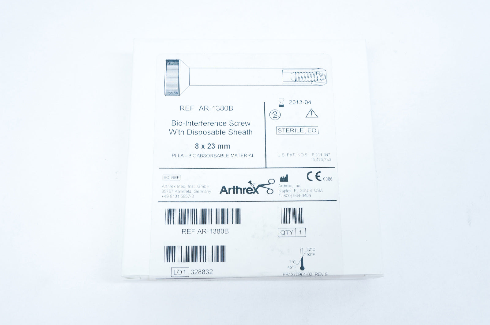 Arthrex AR-1380B Bio-Interference Screw With Disposable Sheath 8 x 23mm (x)