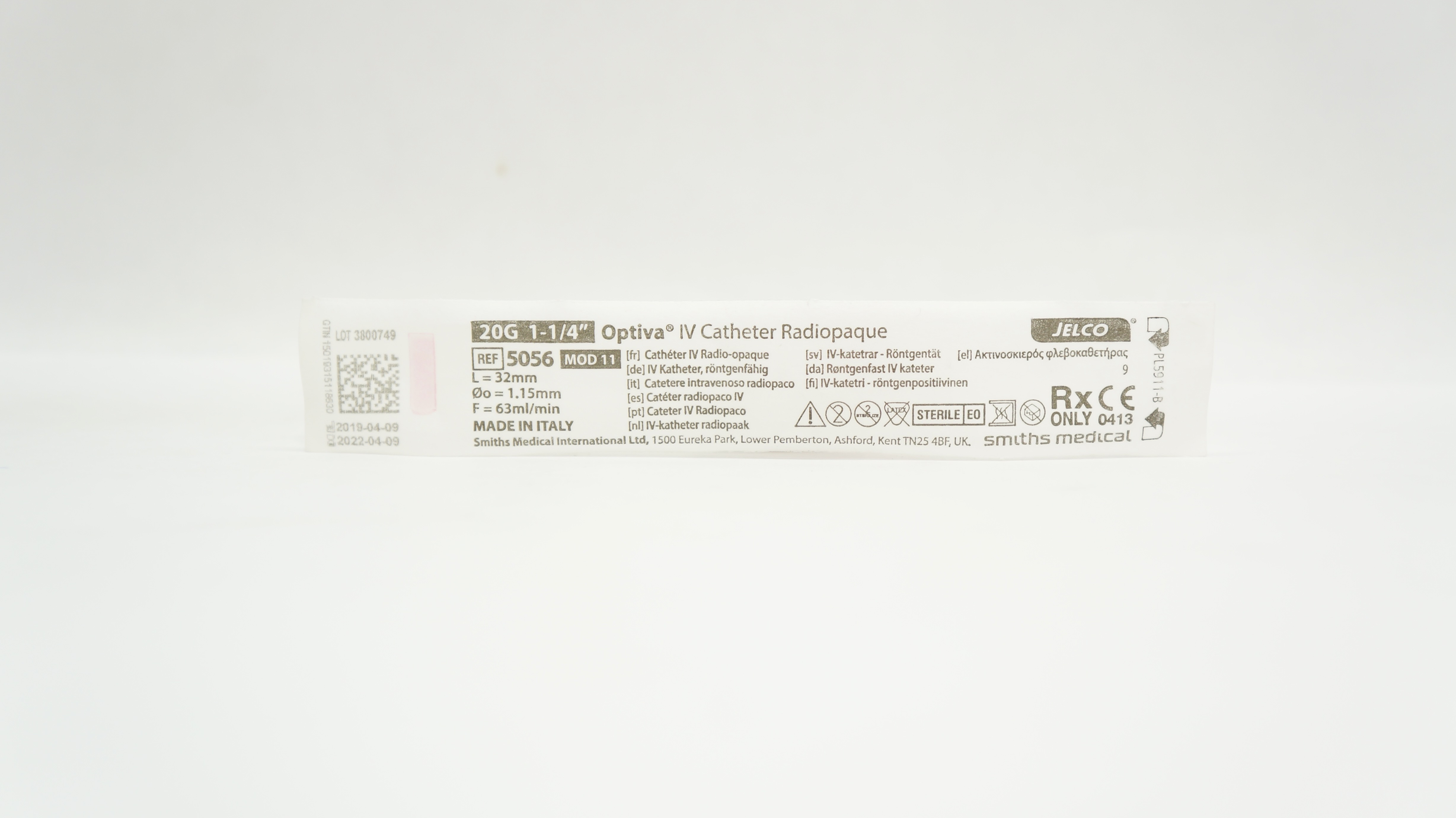 Smiths Medical 5056 Jelco Optiva IV Cath. Radiopaque 20G x 1-1/4inch 63ml/min(x)