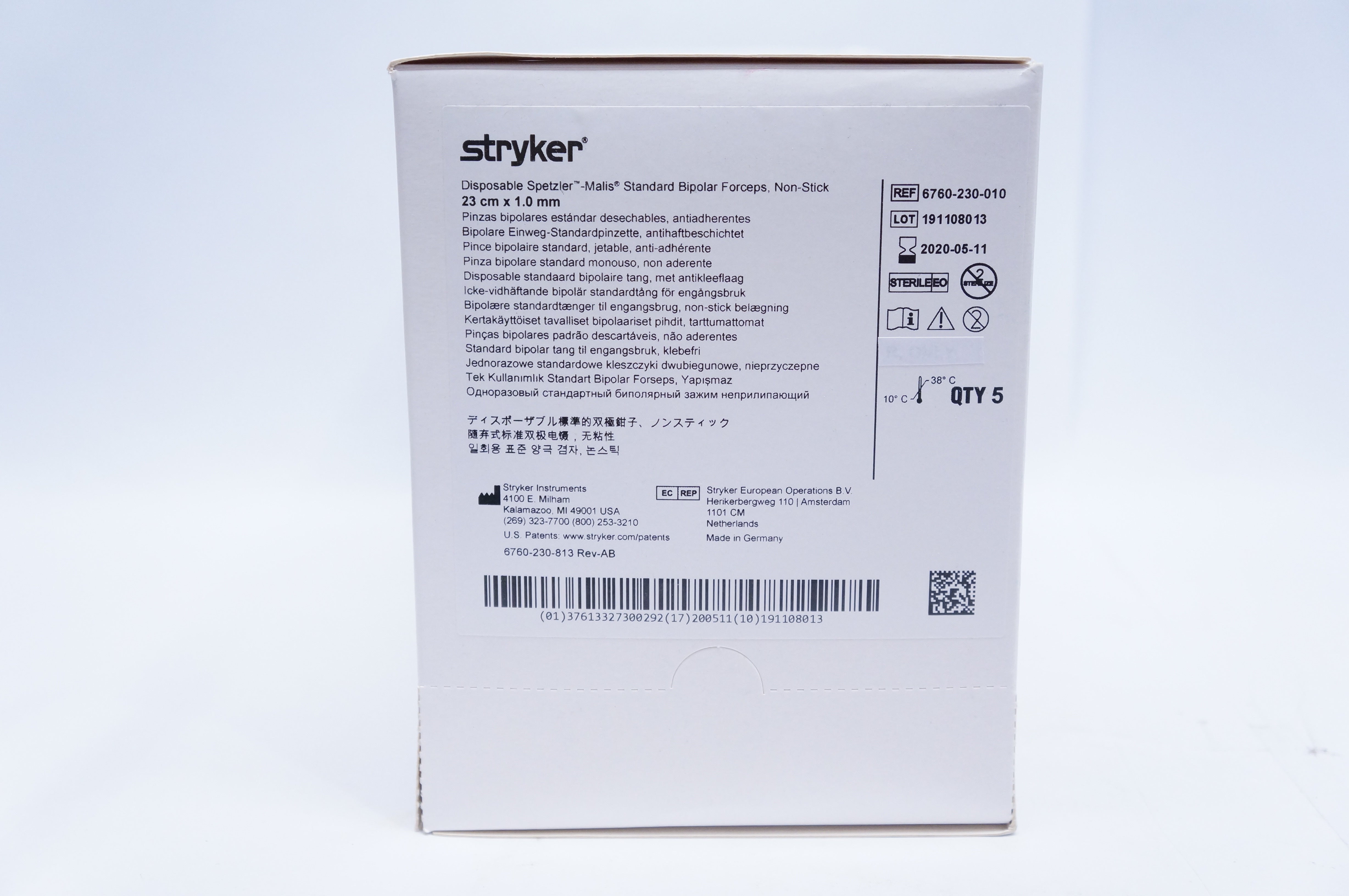 Stryker 6760-230-010 Spetzler-Mails Standard Bipolar Forceps 23cm x 1.0mm (x)