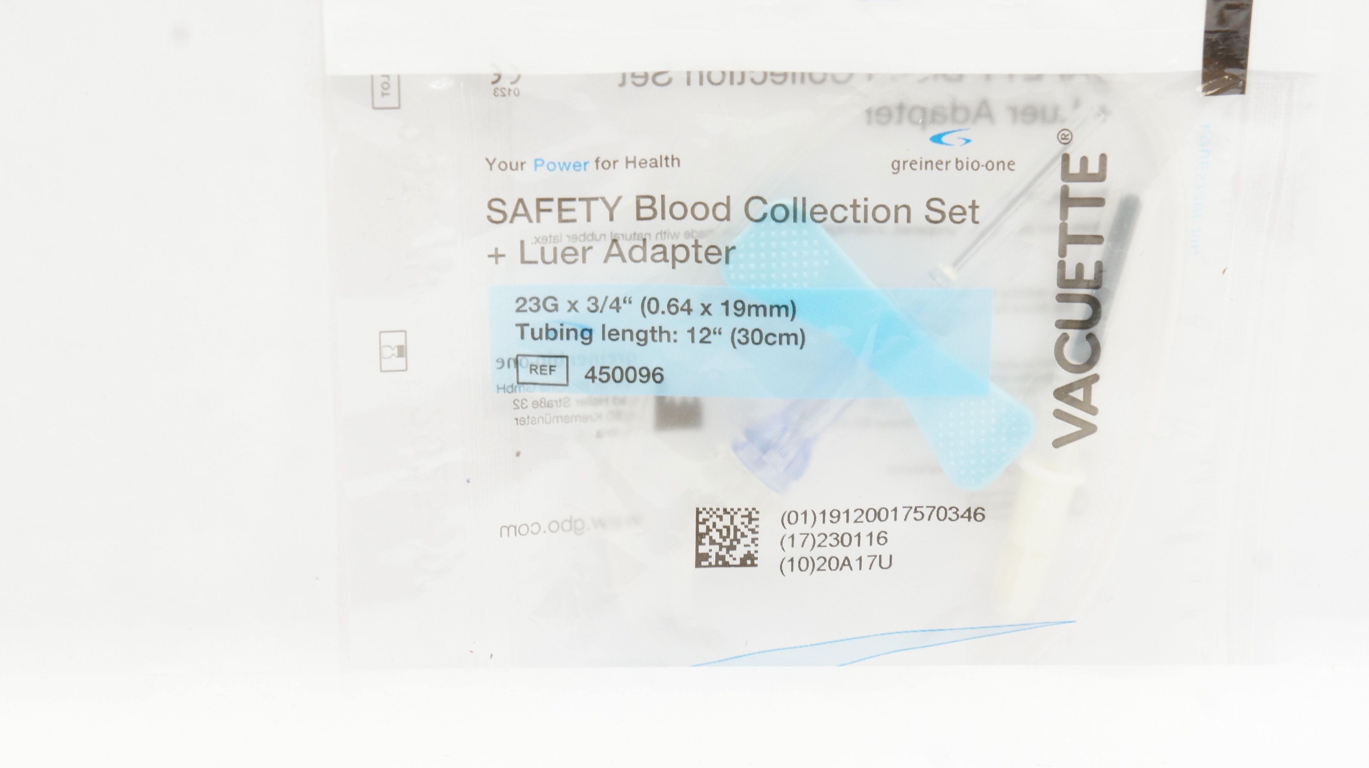 Greiner Bio-One 450096 Vacuette Blood Collection Set 23G x 3/4 x 12inch (x)
