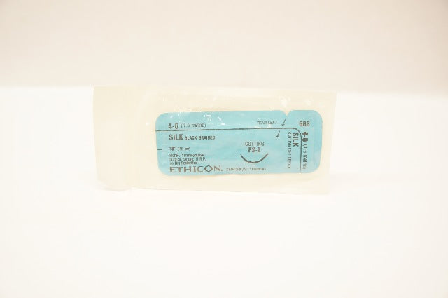 Ethicon 683 4-0 Silk Black Braided Stre., Cutting FS-2 Ndle,18In