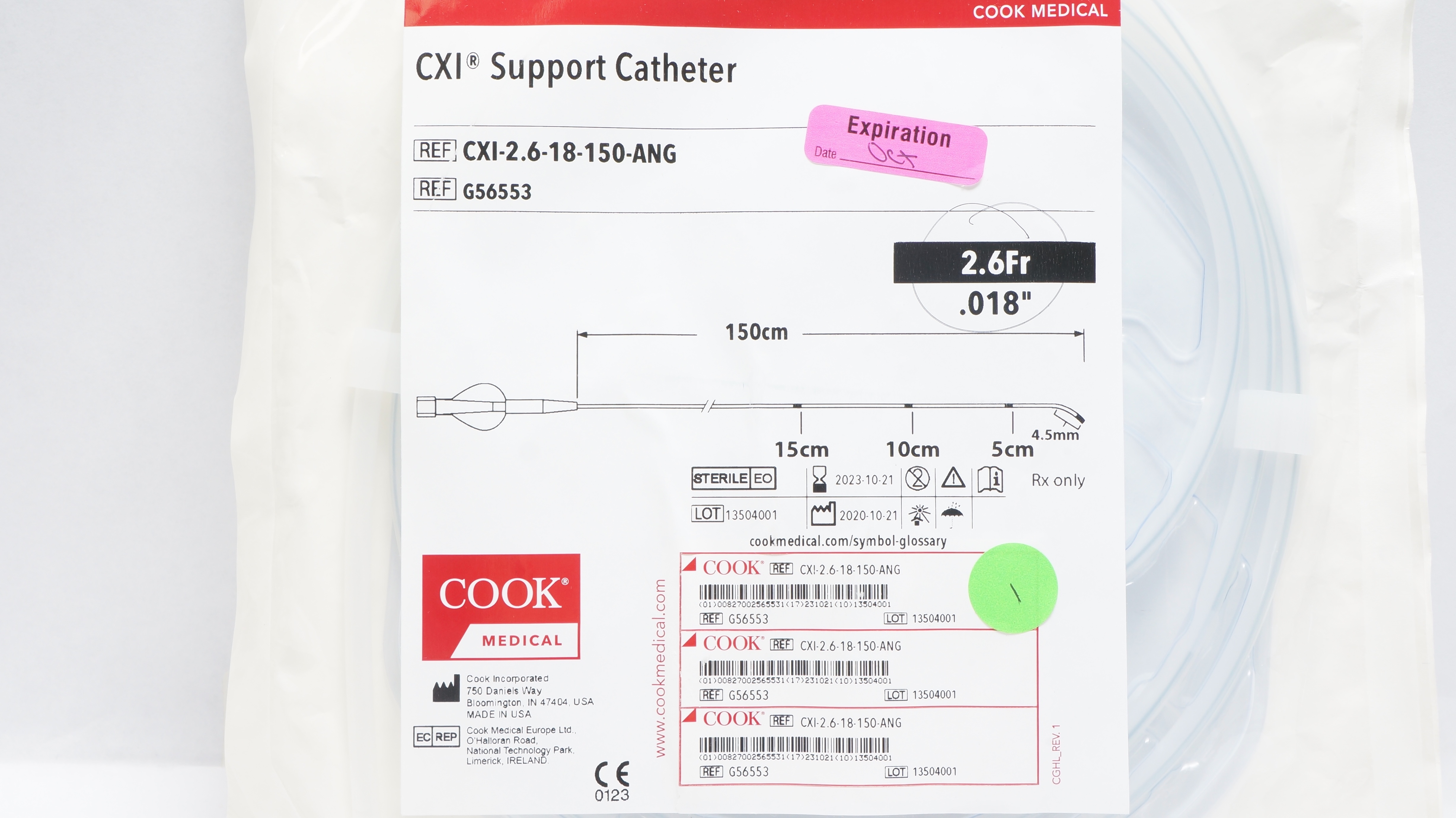 Cook Medical G56553 CXI Support Cath. 2.6Fr, .018In x 150cm (x)