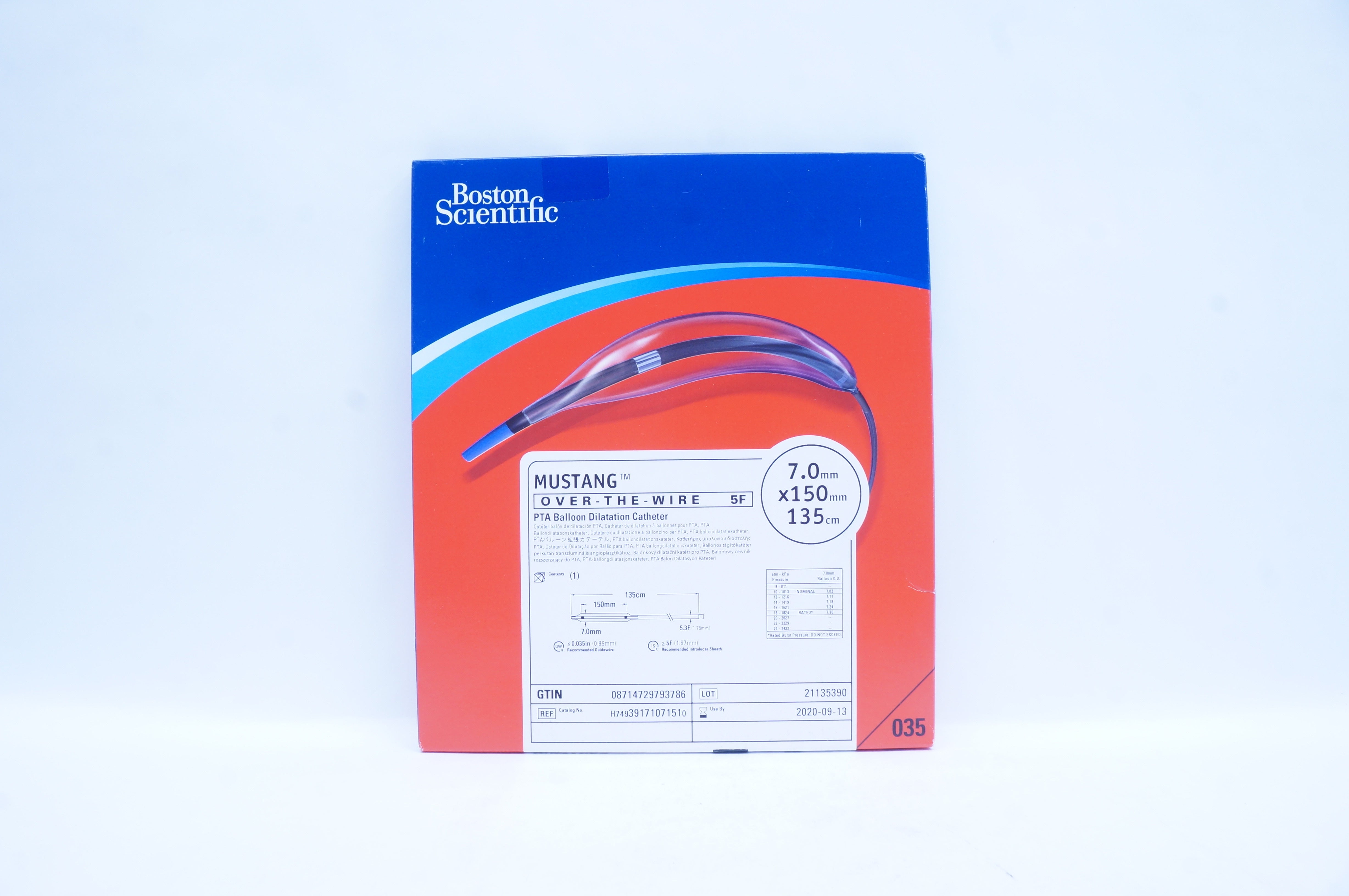 Boston Scientific H74939171071510 Mustang 5F PTA Cath 7.0mm x 150mm x 135cm (x)