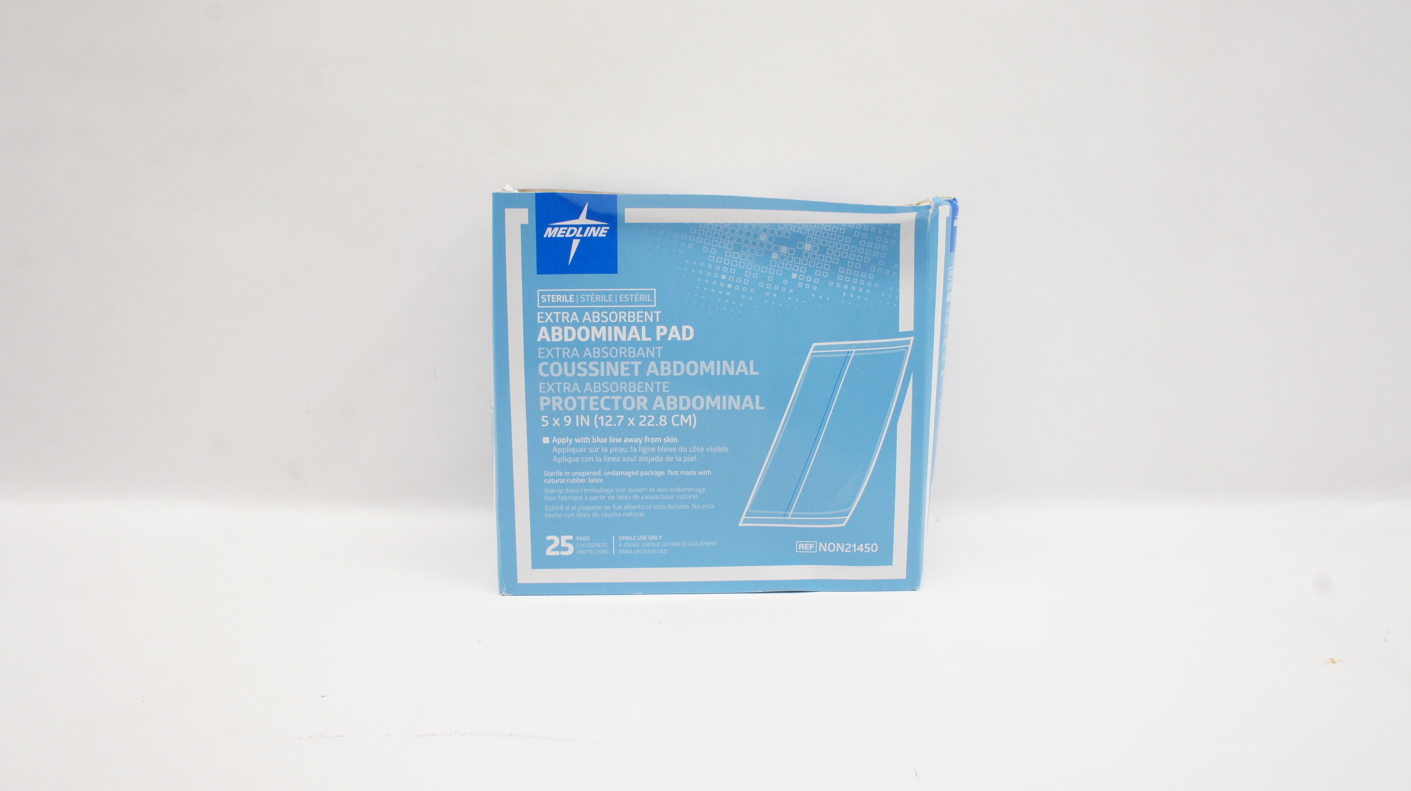 Medline NON21450 Extra Absorbent Abdominal Pad 5inch x 9inch - Box of 25