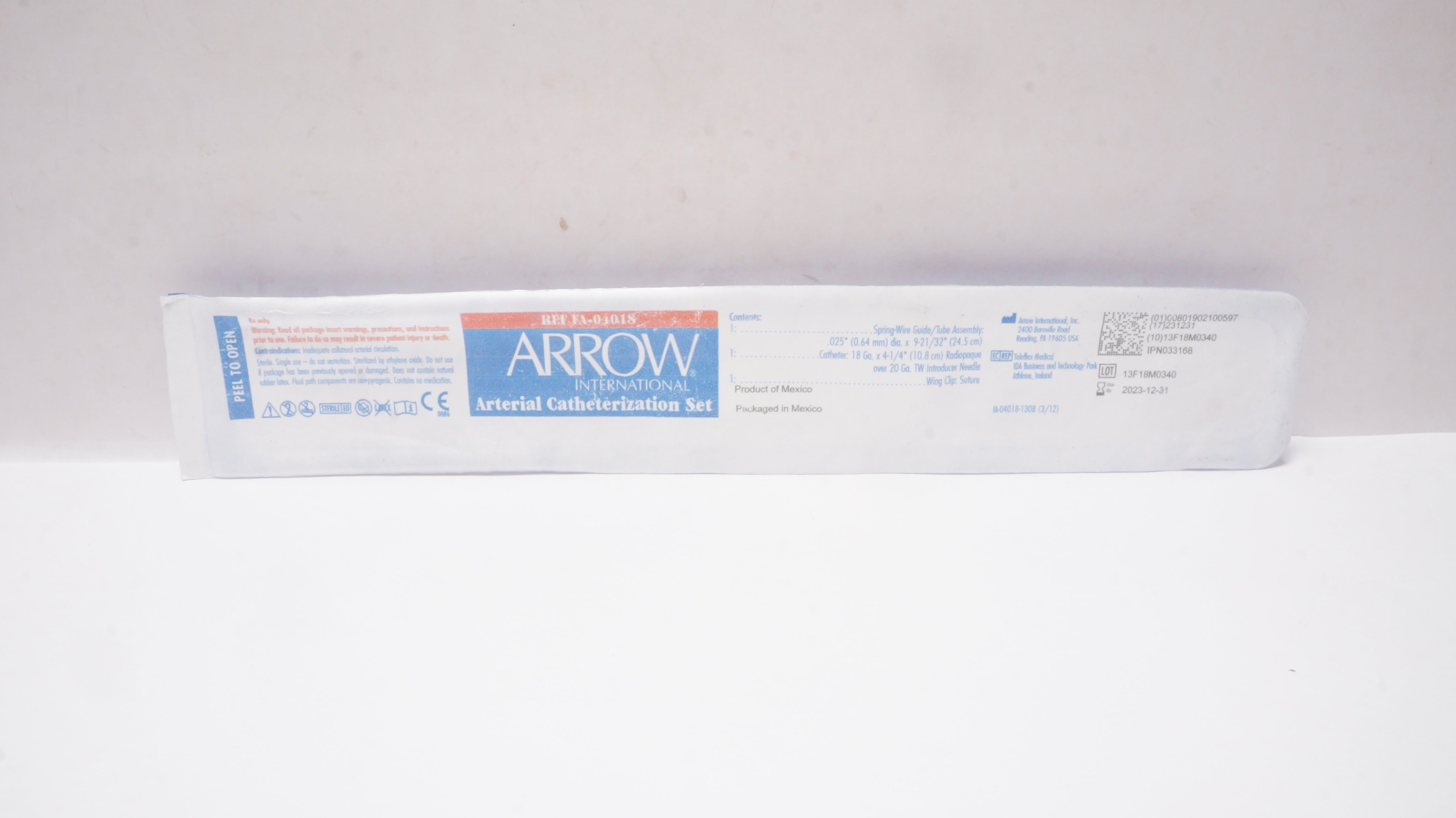 Arrow 14-04018 Arterial Catheterization Set 025In dia. x 9-21/32In