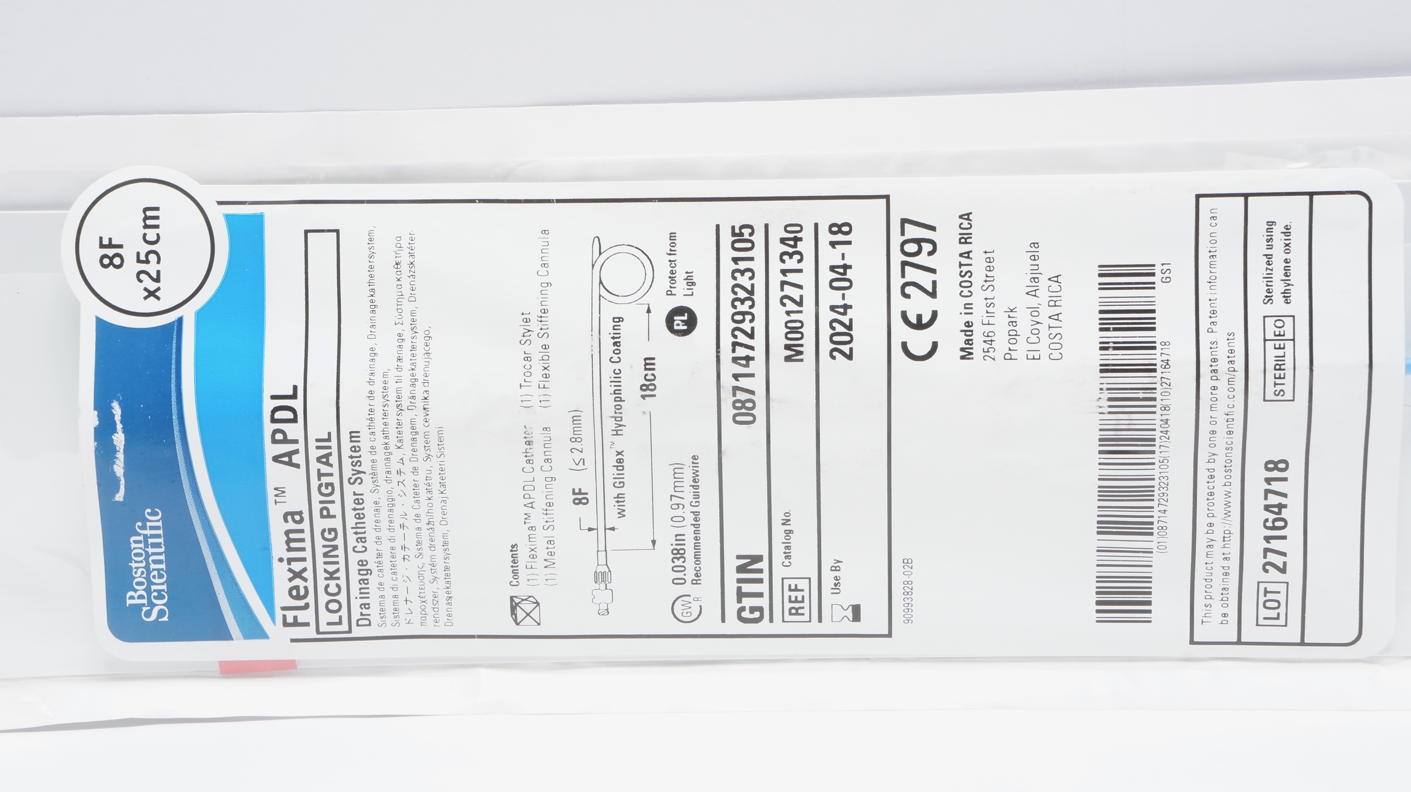 Boston Scientific M001271340 Flexima APDL Drainage Cath. System 8F x 25cm (x)