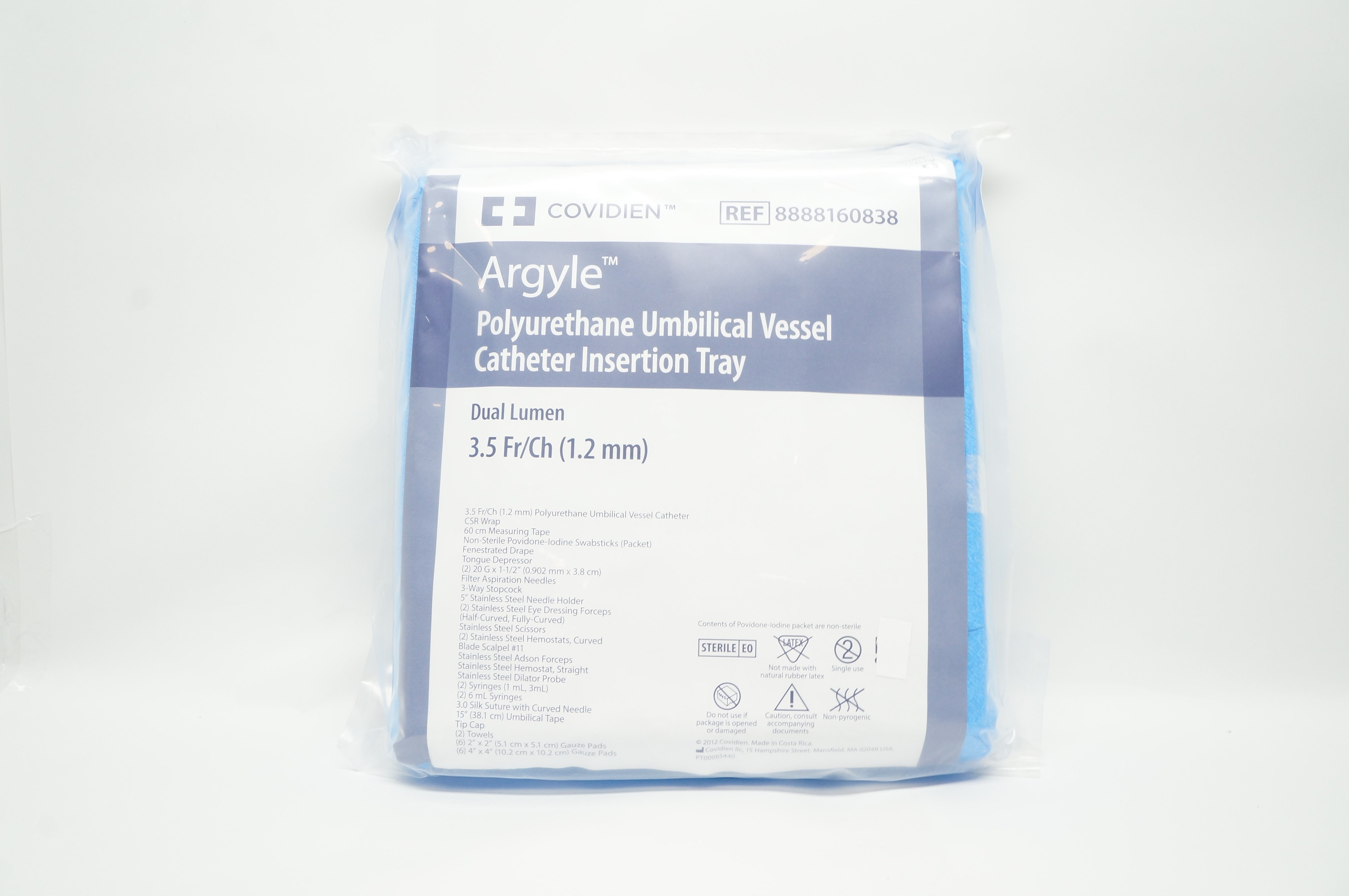 Covidien 8888160838 Argyle Polyurethane Umbilical Vessel Cath. Tray 3.5Fr
