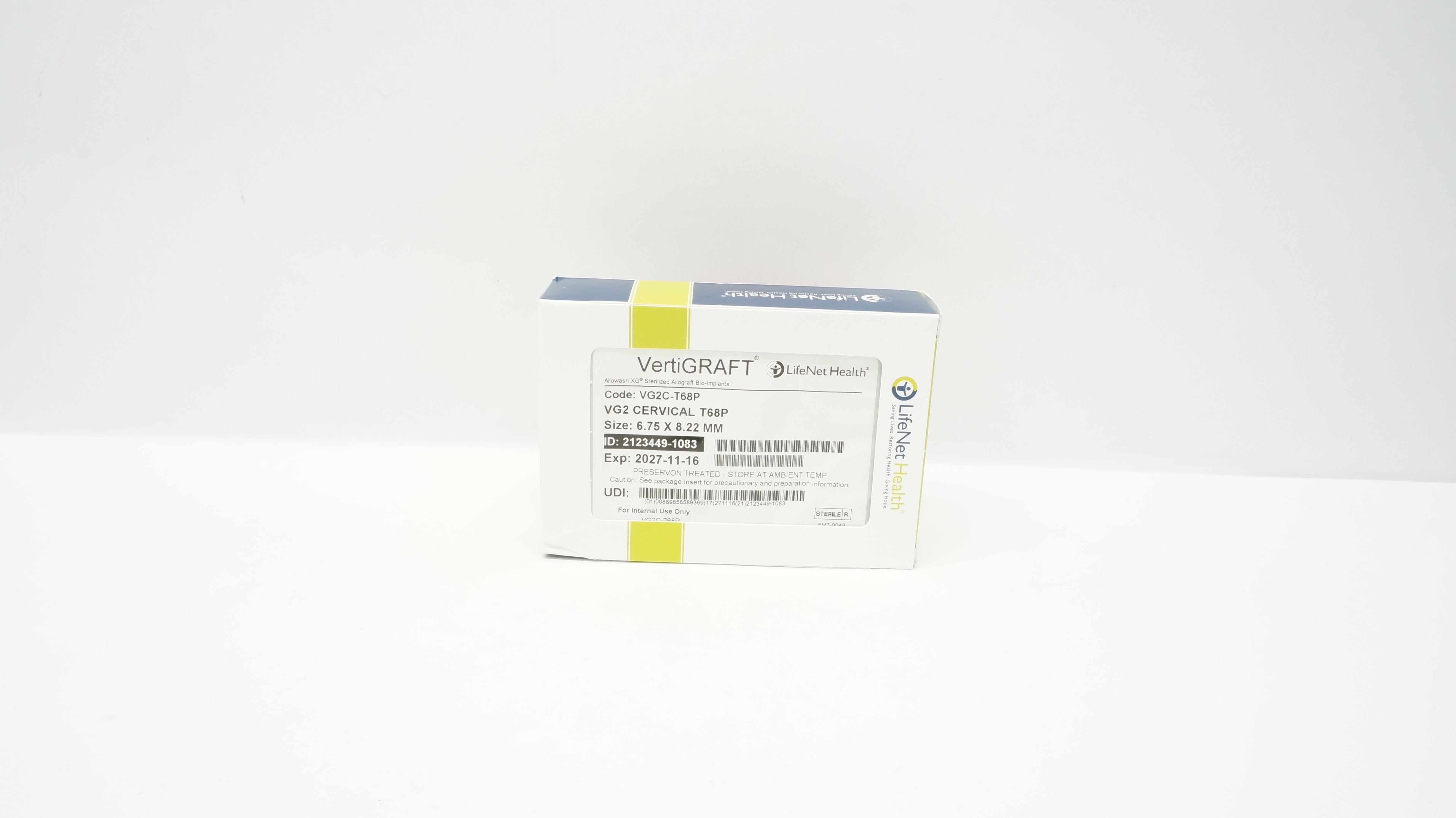 LifeNet Health VG2C-T68P VertiGRAFT Allowsh Bio-Implants 6.75 x 8.22mm