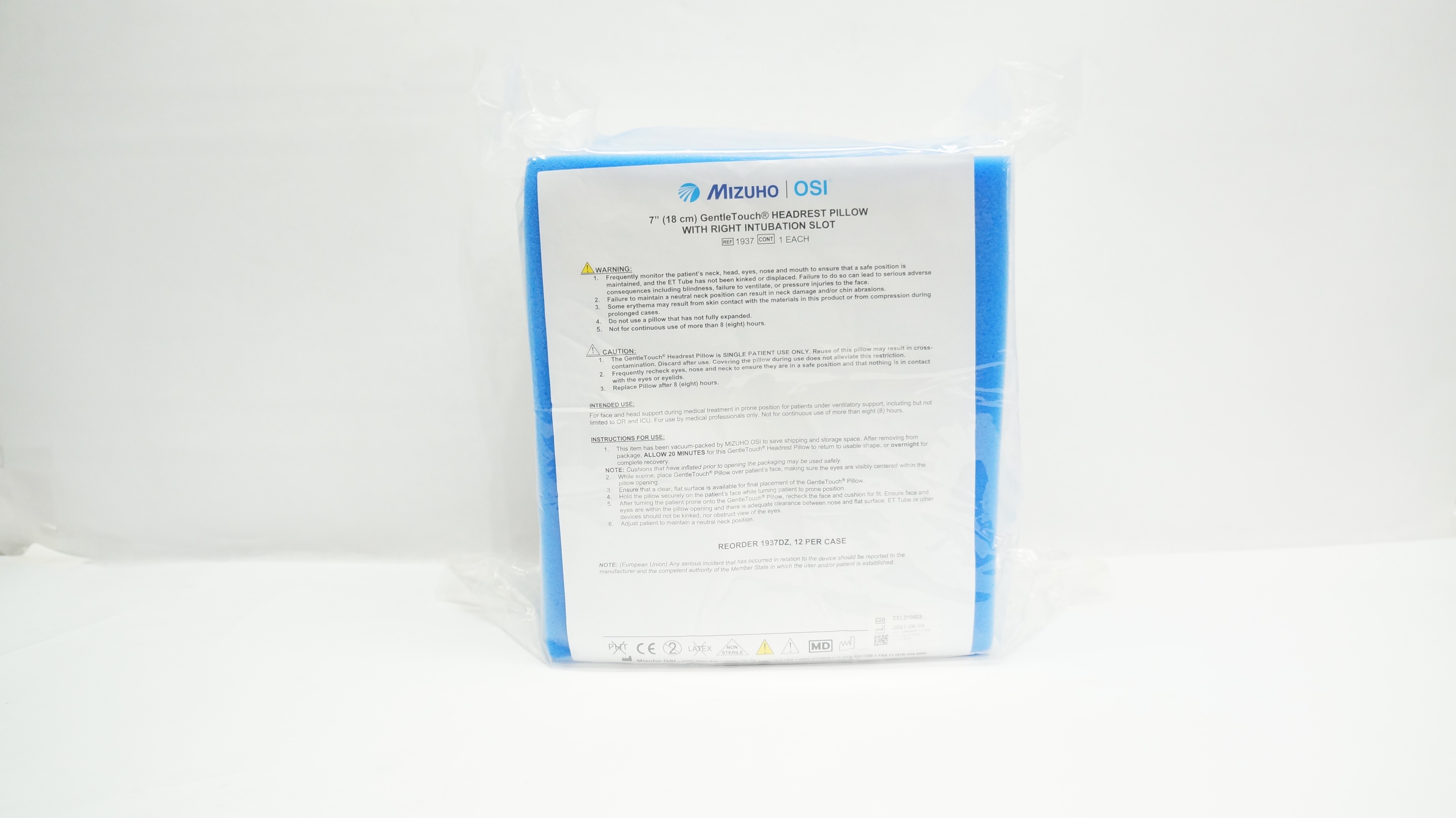 Mizuho OSI 1937 Gentle Touch Headrest Pillow w/ Right Intubation Slot