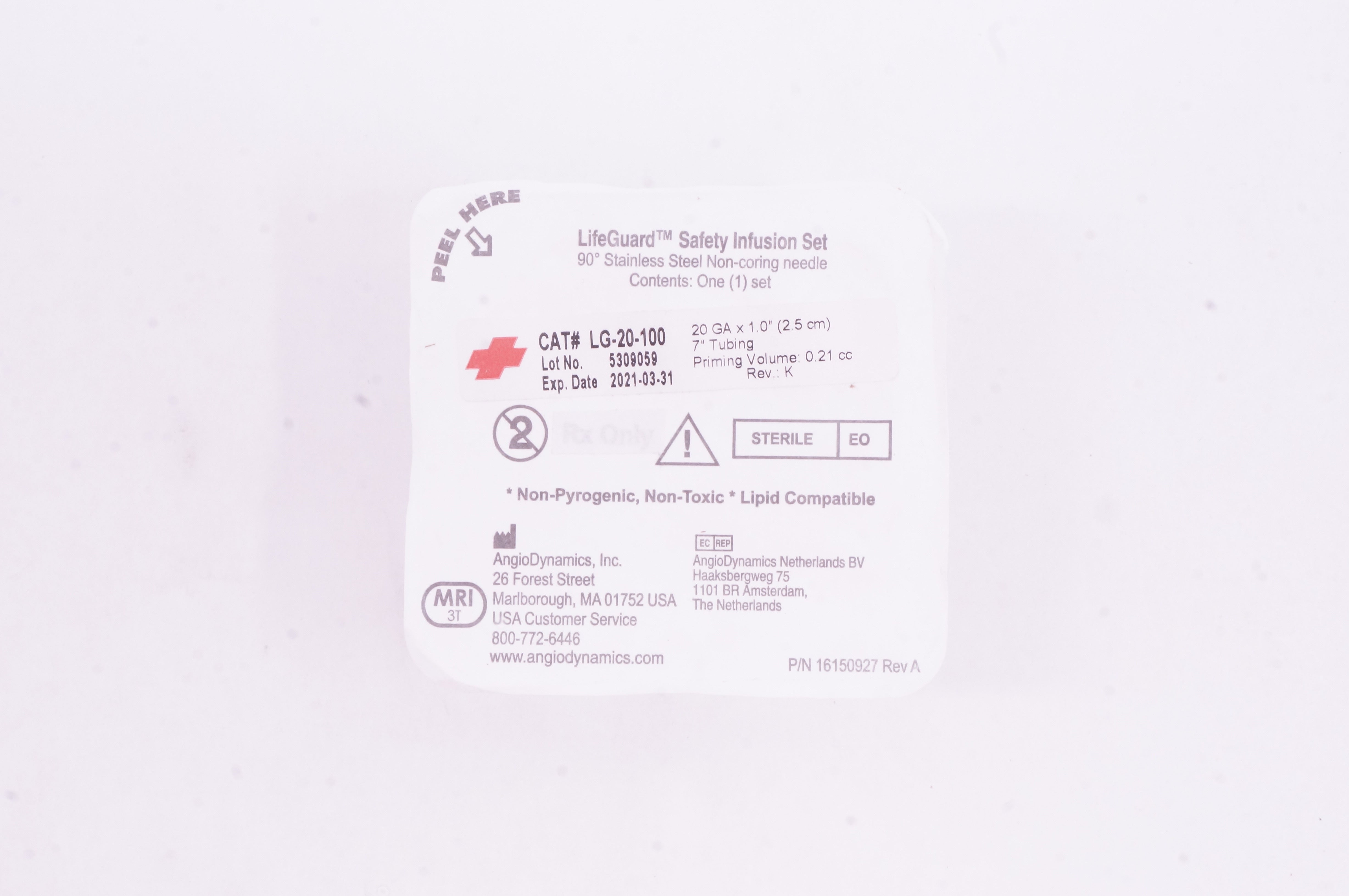 AngioDynamics LG20100 LifeGuard Safety Infusion Set 20GA x 1.0inch (x)