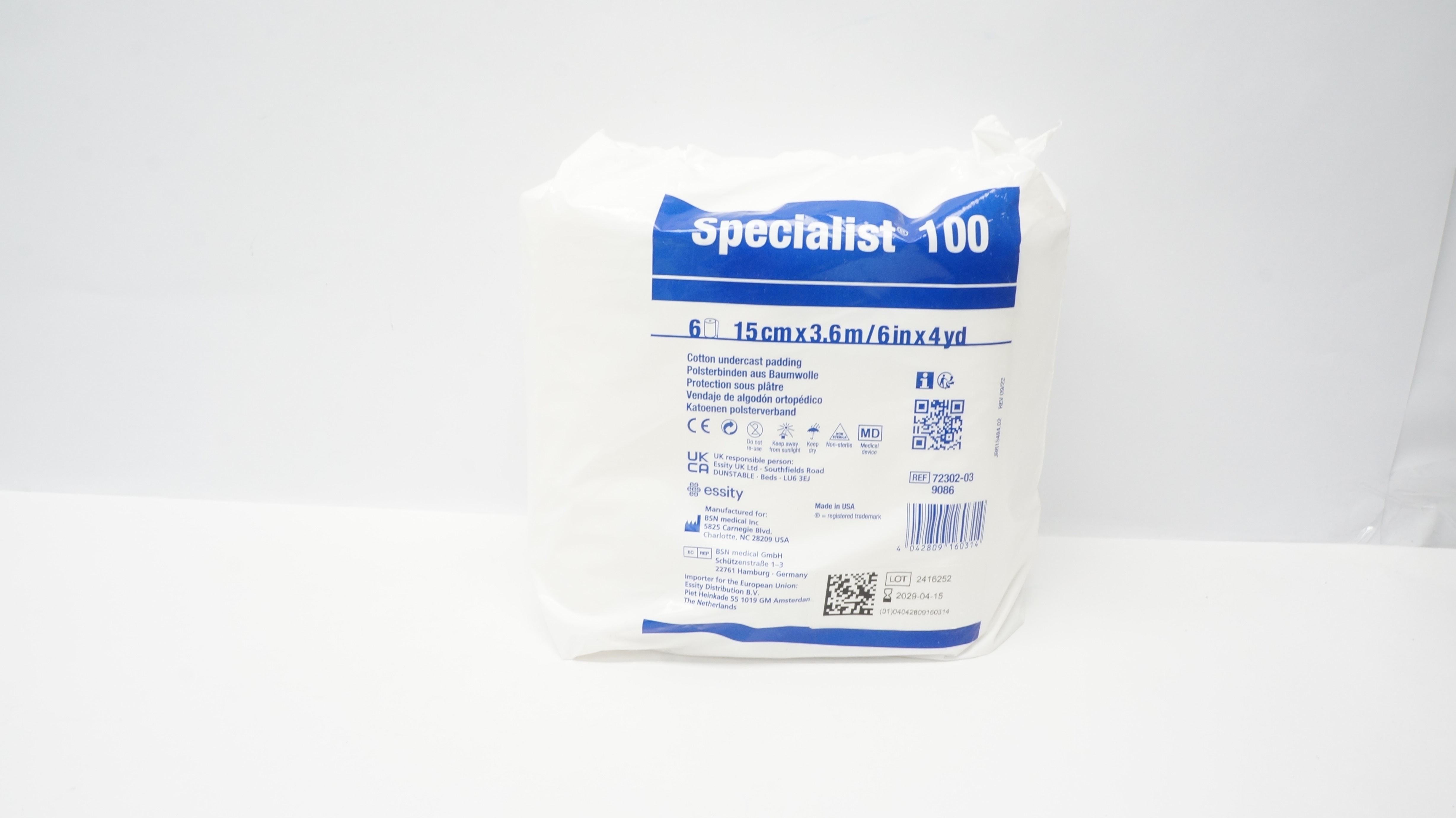 BSN Medical 72302-03 9086 Cotton Undercast Padding 6inch x 4yd - Pack of 6