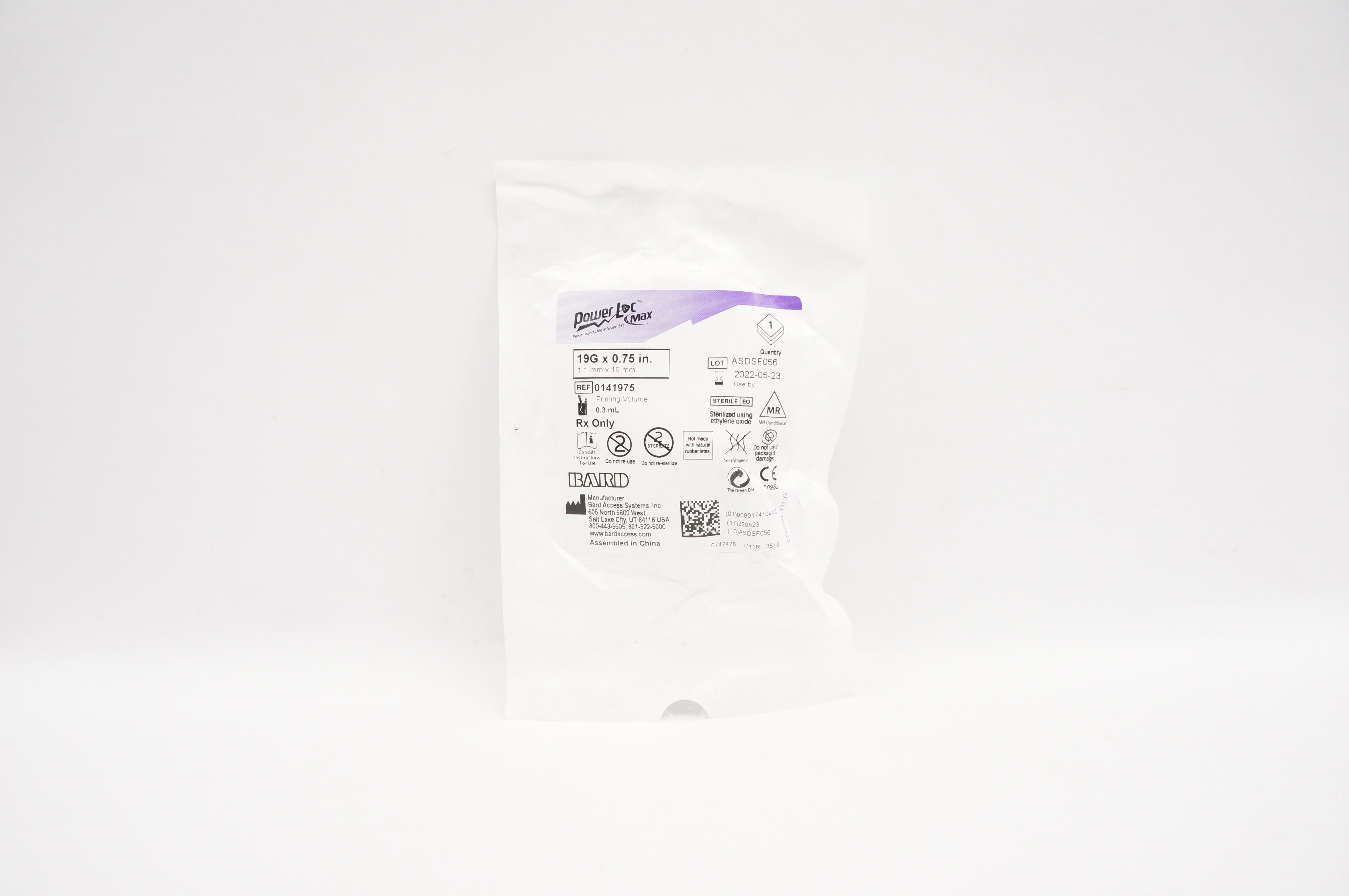 Bard 0141975 PowerLoc Max Safety Infusion Set 19G x 0.75inch, Priming Vol. 0.3mL