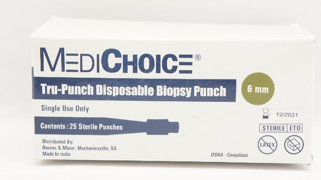 MediChoice DP0600 Tru-Punch Disposable Biopsy Punch 6mm - Box of 25 (x)