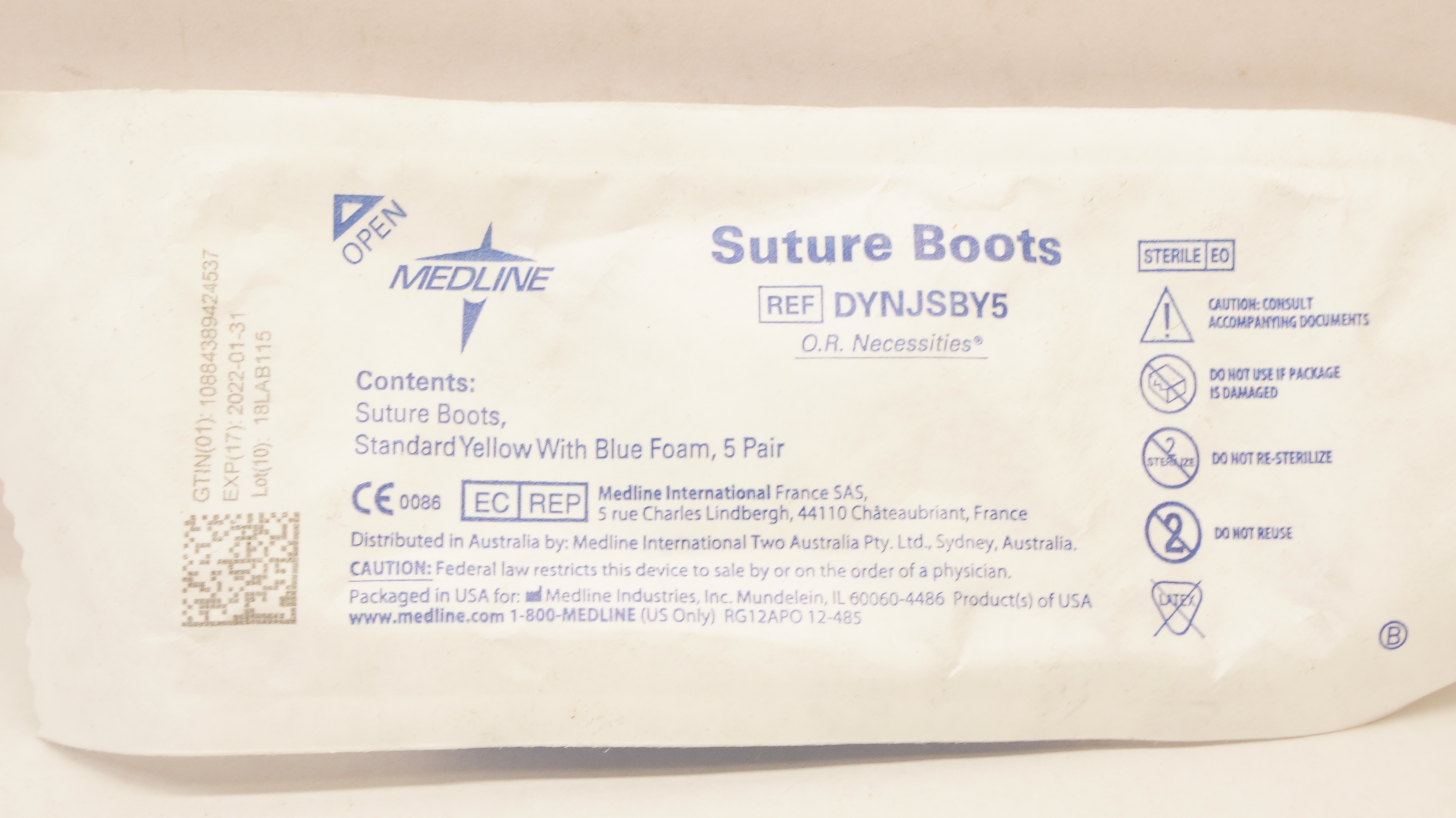 Medline DYNJSBY5 Stre Boots Standard Yellow w/Blue Foam (x) - Pack of 5 pair