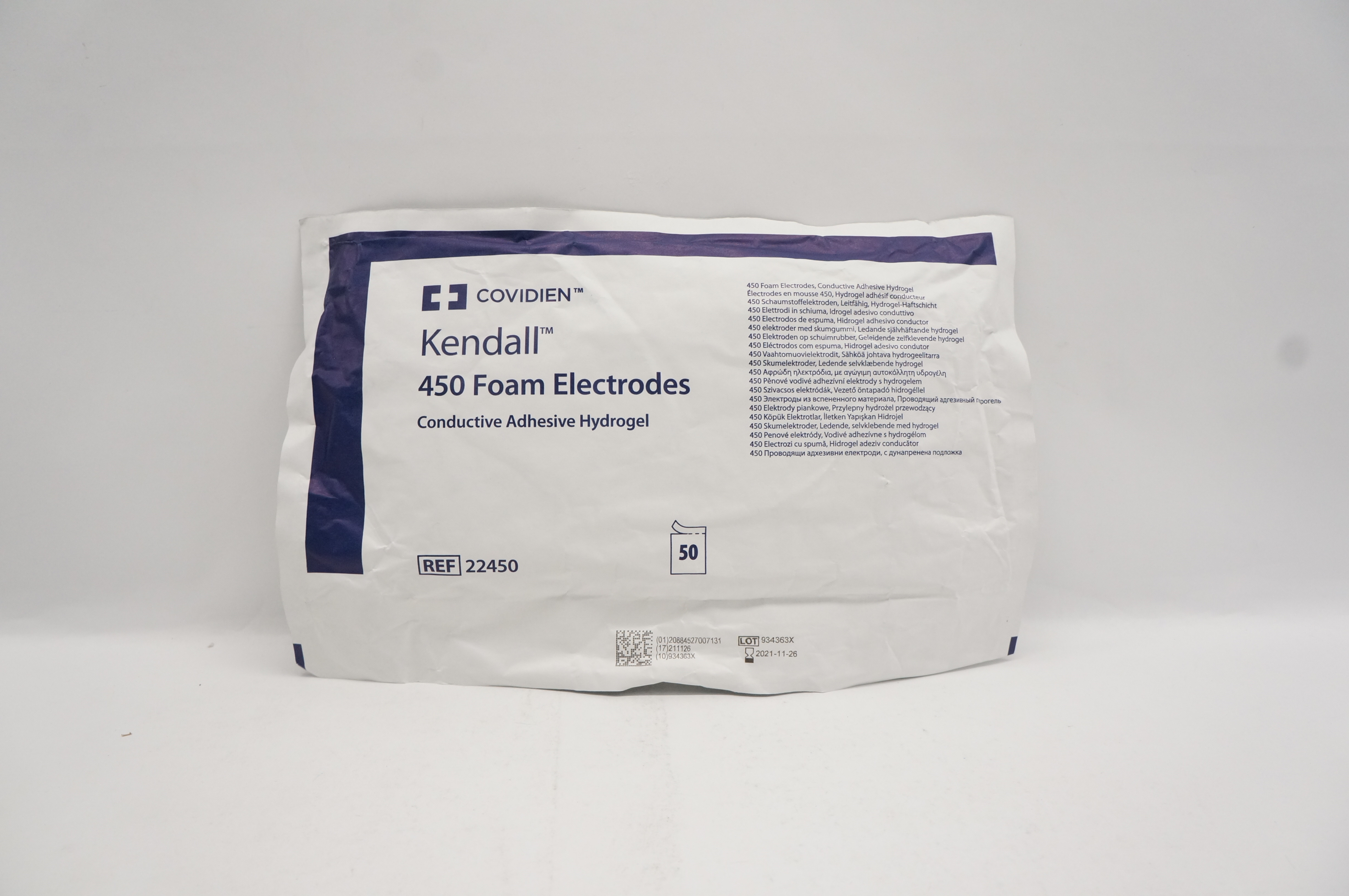 Covidien 22450 450 Foam Electrodes Conductive Adhesive Hydrogel - Pack of 50