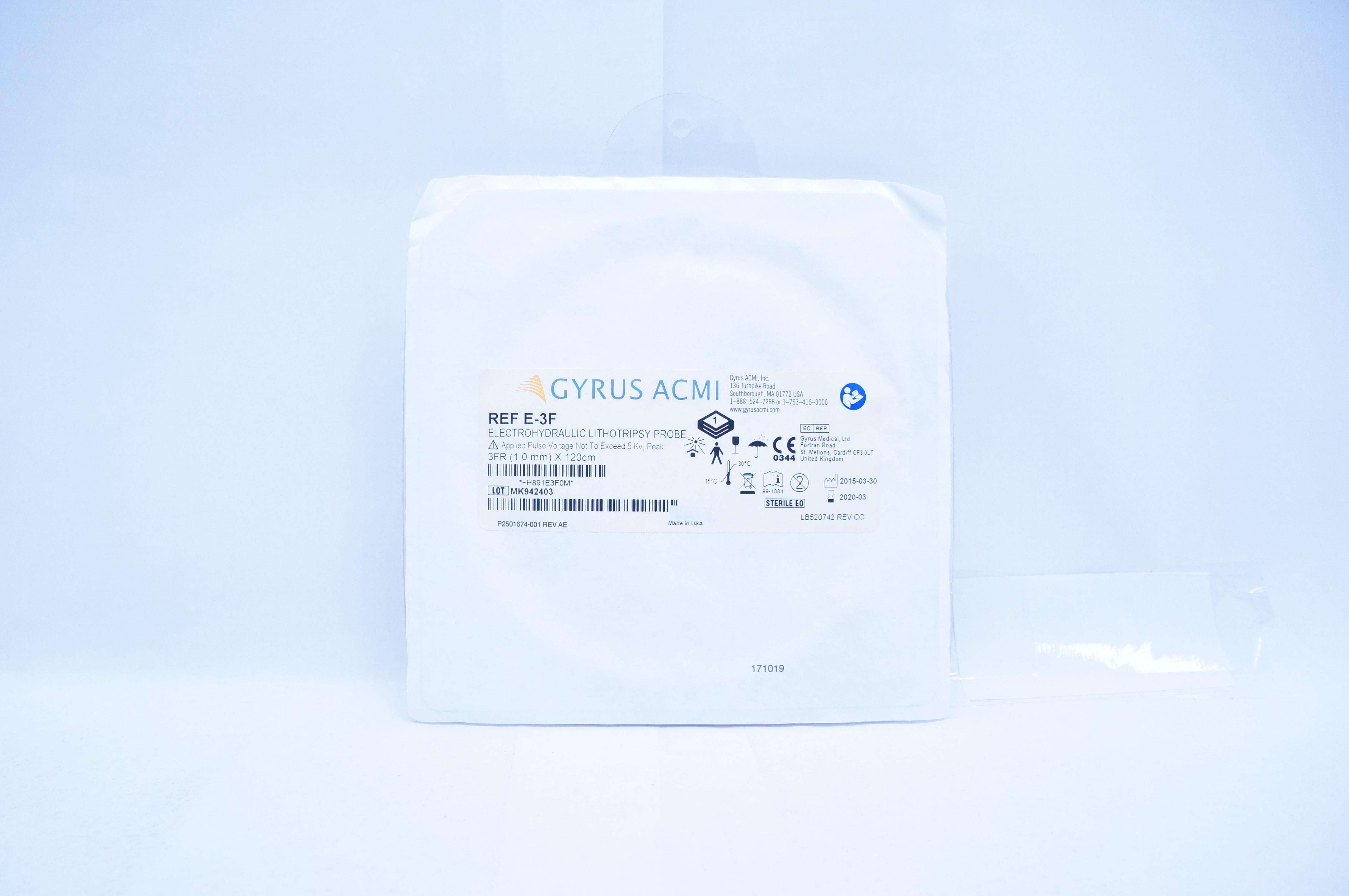 Gyrus ACMI E3F Electrohydraulic Lithotripsy Probe 3Fr x 120cm (x)