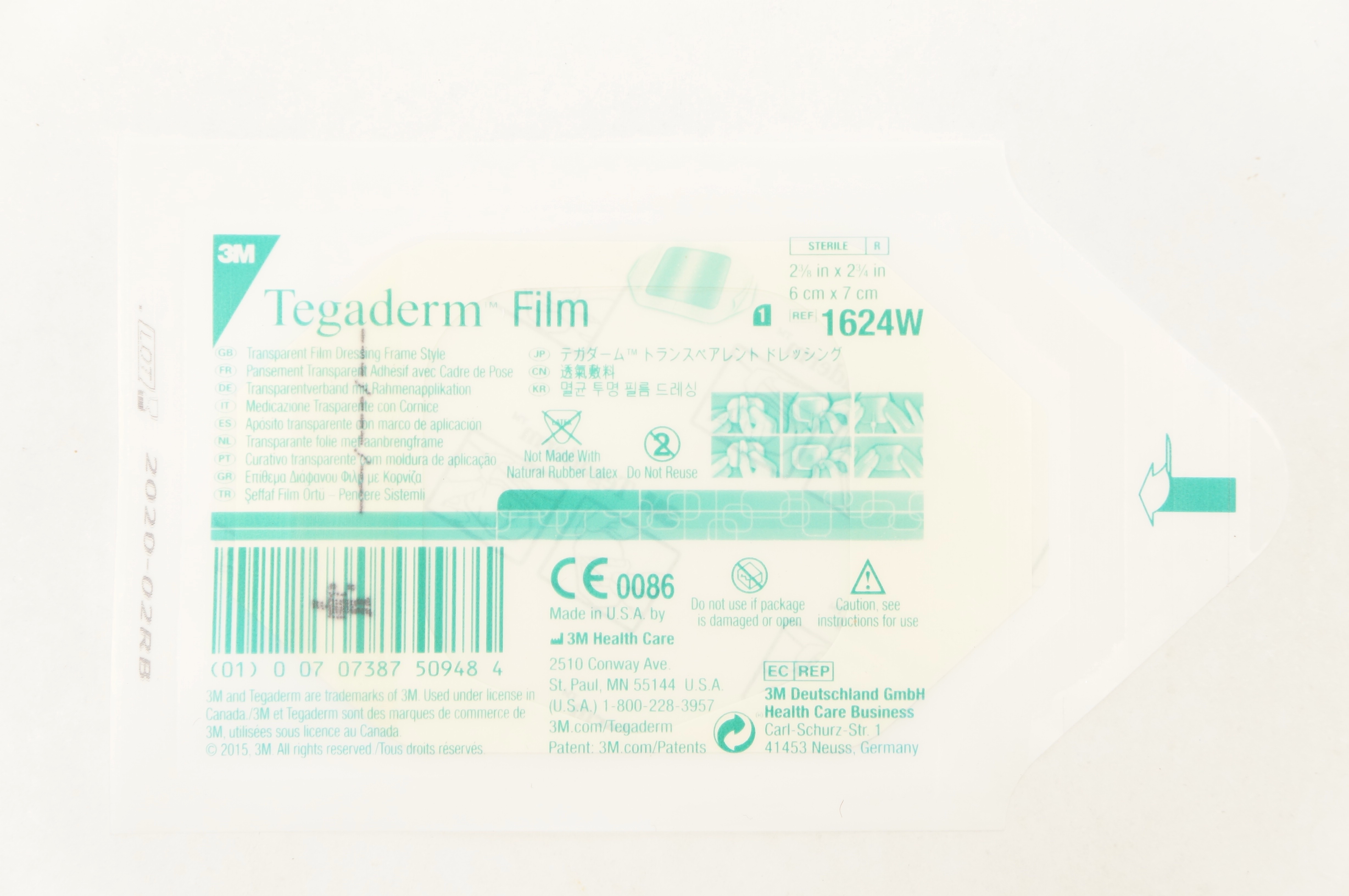 3M 1624W Tegaderm Transparent Film Dressing Frame 2-3/8x2-3/4inch (x)