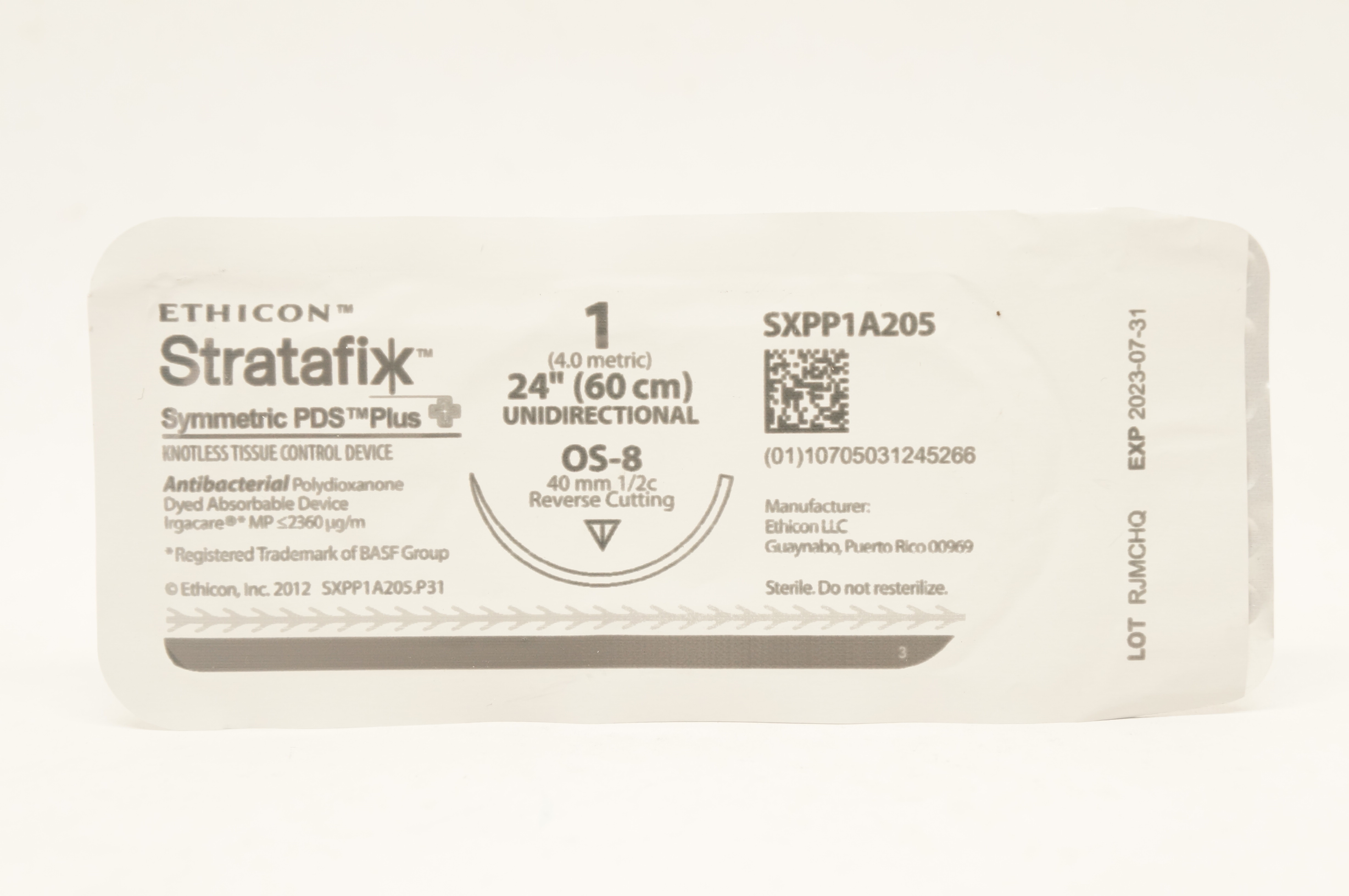 Ethicon SXPP1A205 1 Stratafix OS-8 40mm 1/2c Reverse Cutting, 24inch