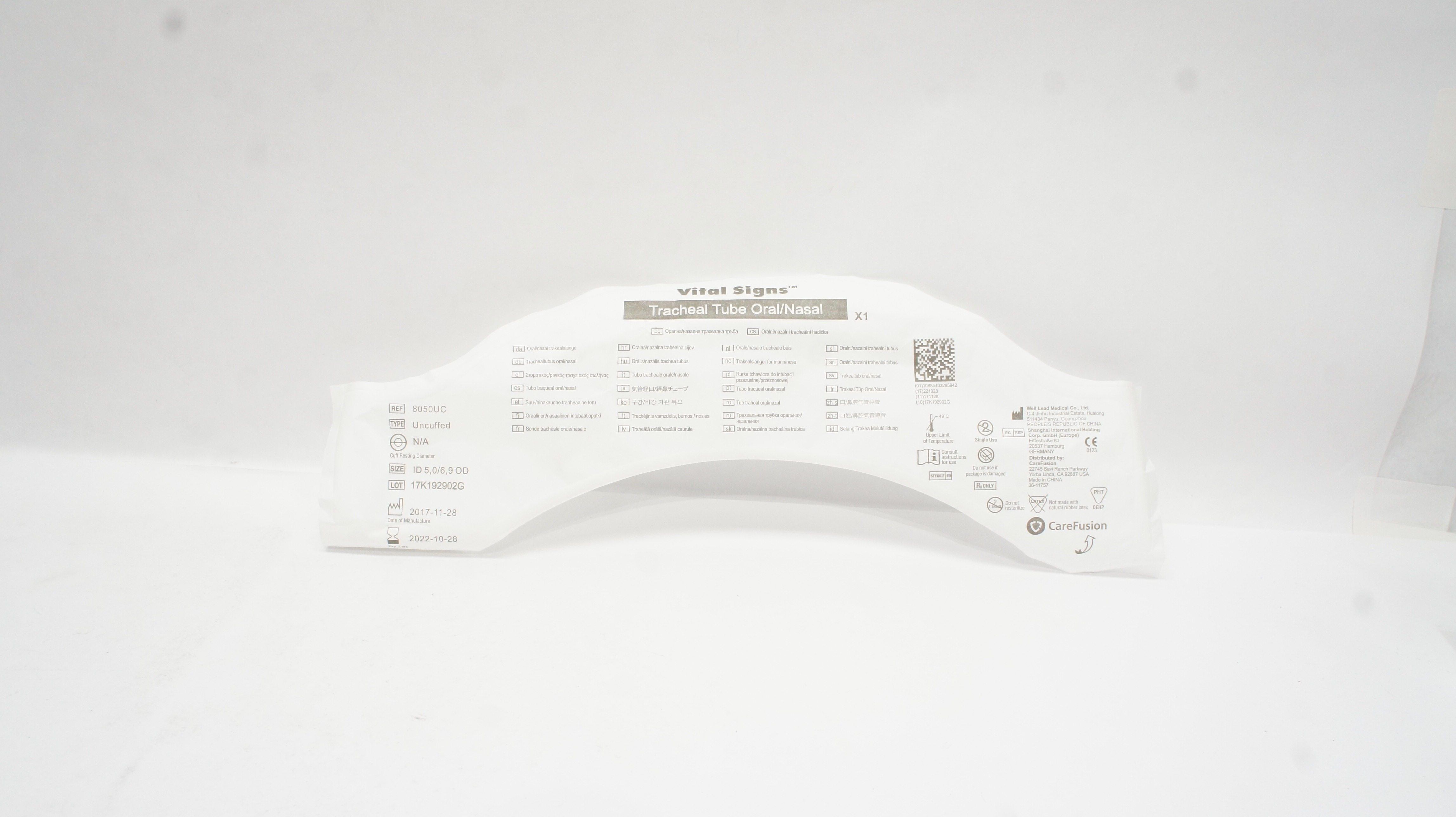 Vital Signs 8050UC Tracheal Tube Oral/Nasal, Uncuffed 5.0 ID x 6.9 OD (x)