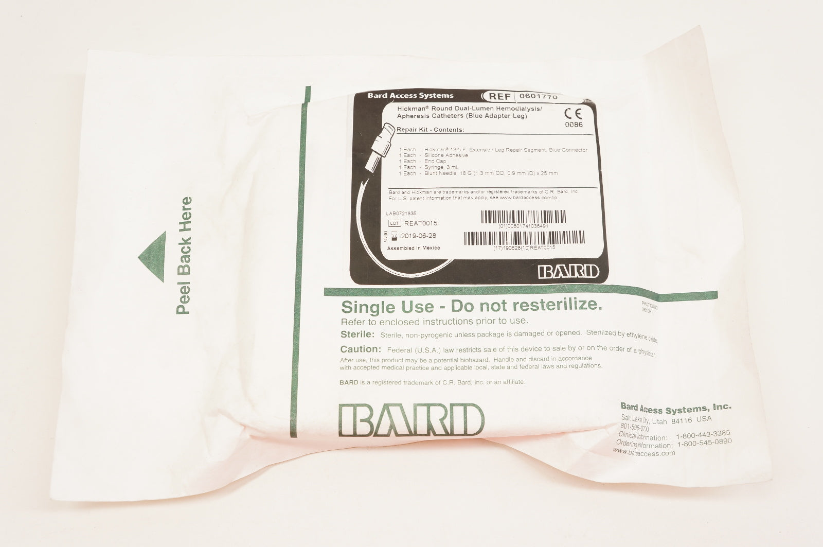 Bard 0601770 Hickman Round Dual-Lumen Hemodlalysis/Apheresis Catheters (x)