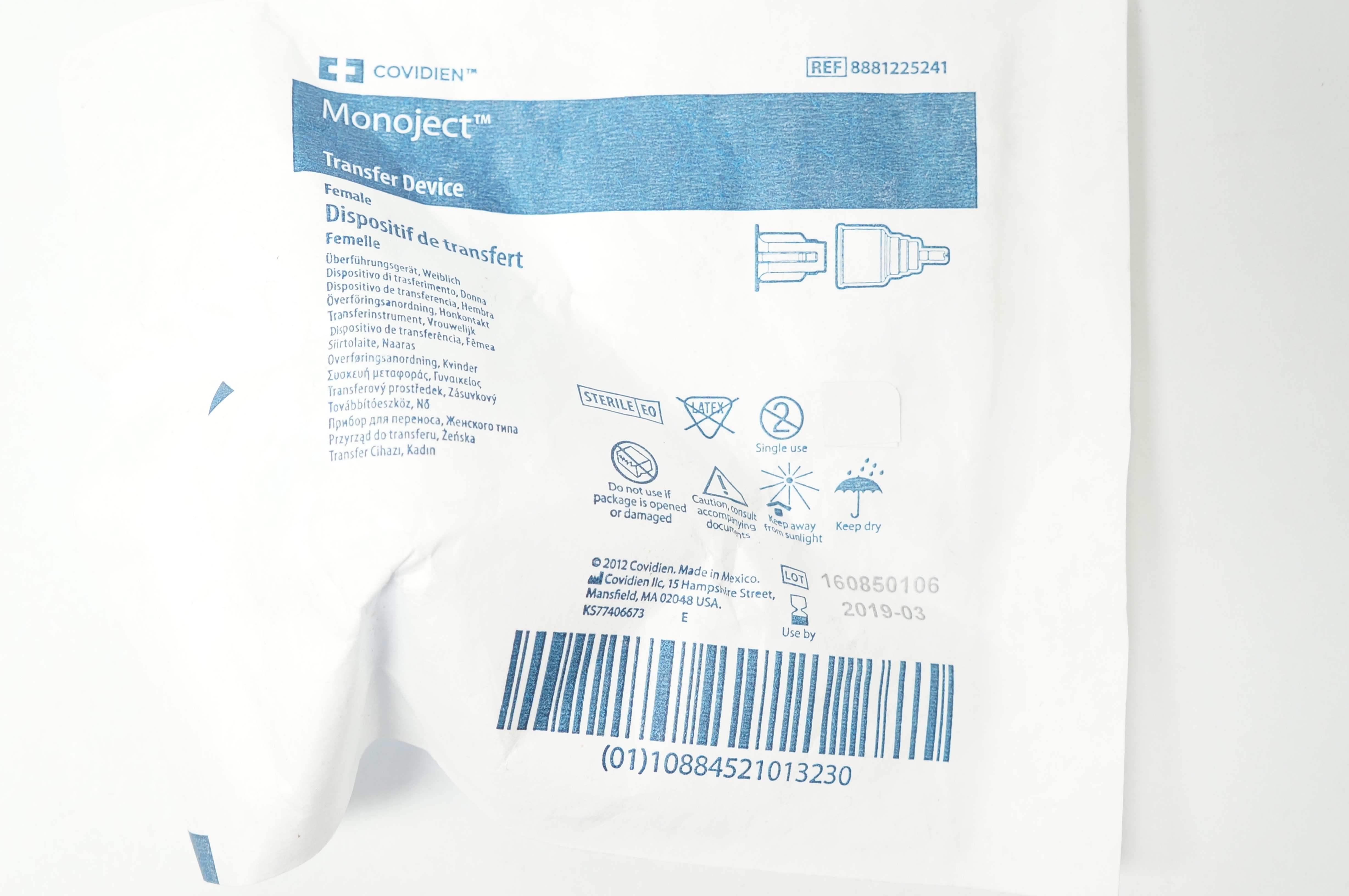 Covidien 8881225241 Monoject Transfer Device Female (x)