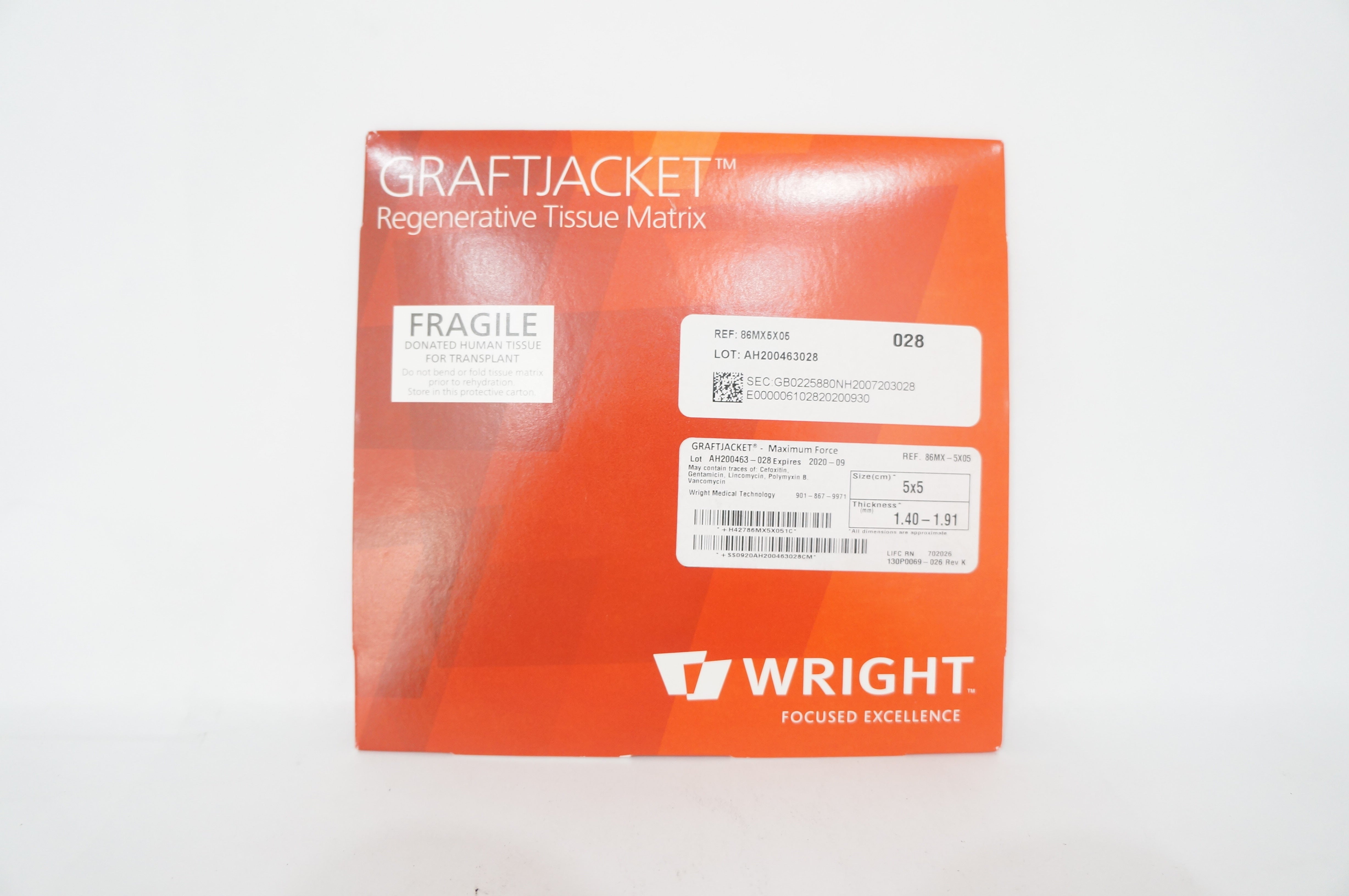 Wright 86MX5X05 Graftjacket Regenerative Tissue Matrix 5x5cm (x)
