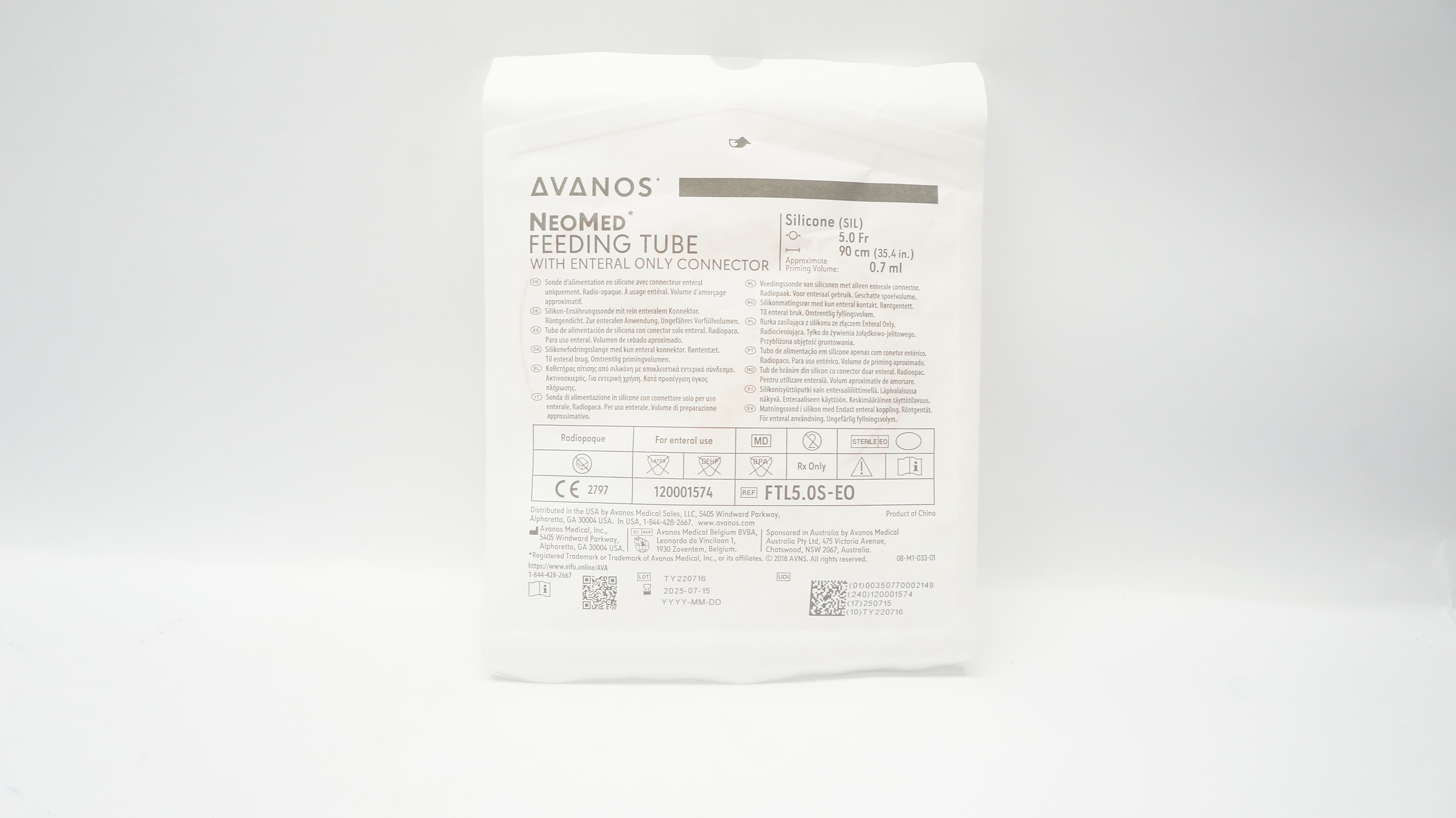 Avanos FTL5.0S-EO NeoMed Feeding Tube 5.0Fr x 90cm
