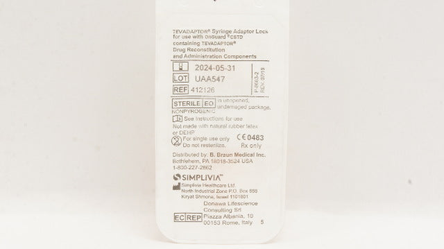 Simplivia Healthcare 412126 Tevadaptor Syringe Adaptor Lock