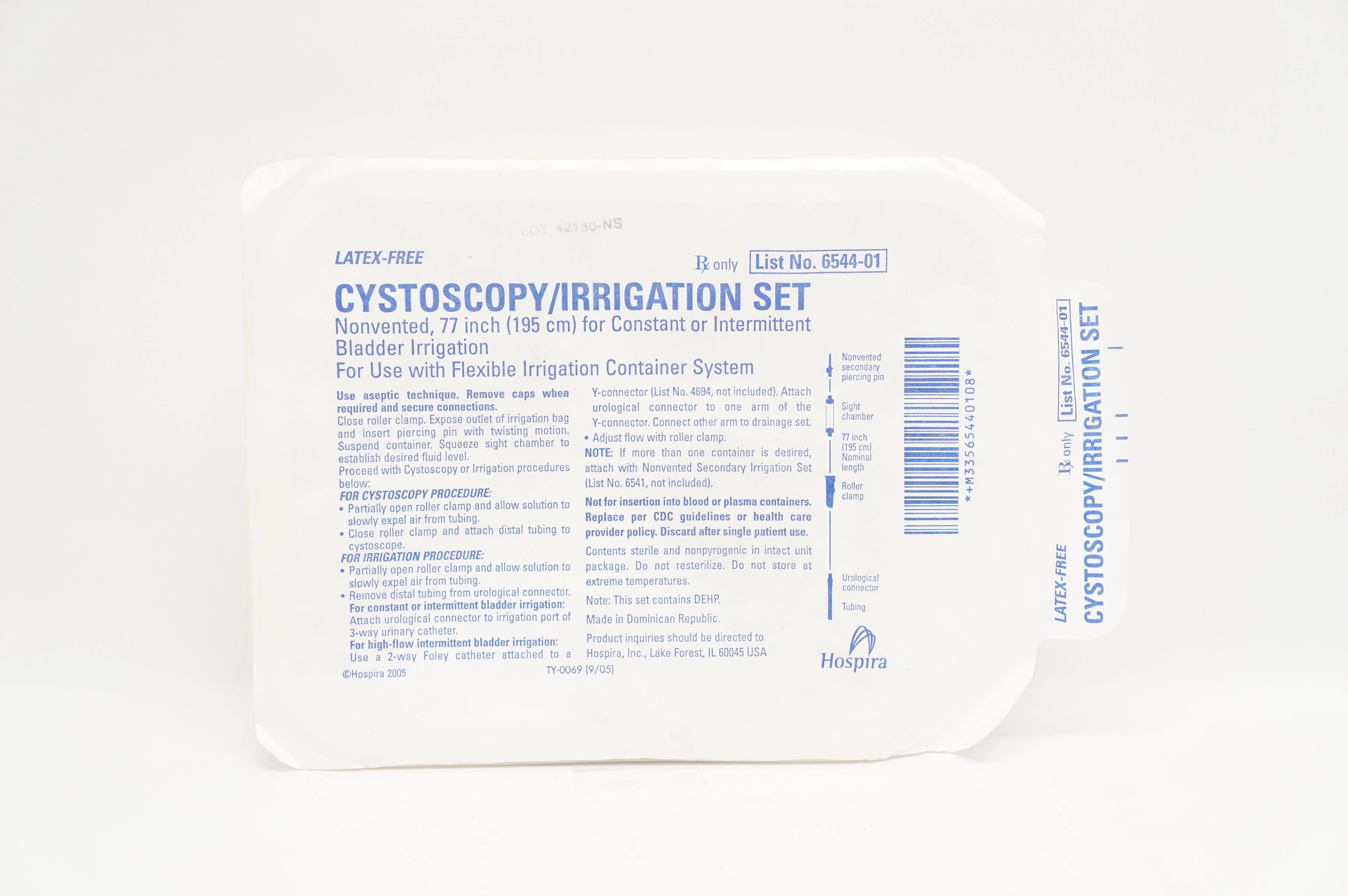 Hospira 654401 Cystoscopy Irrigation Set Nonvented, 77inch