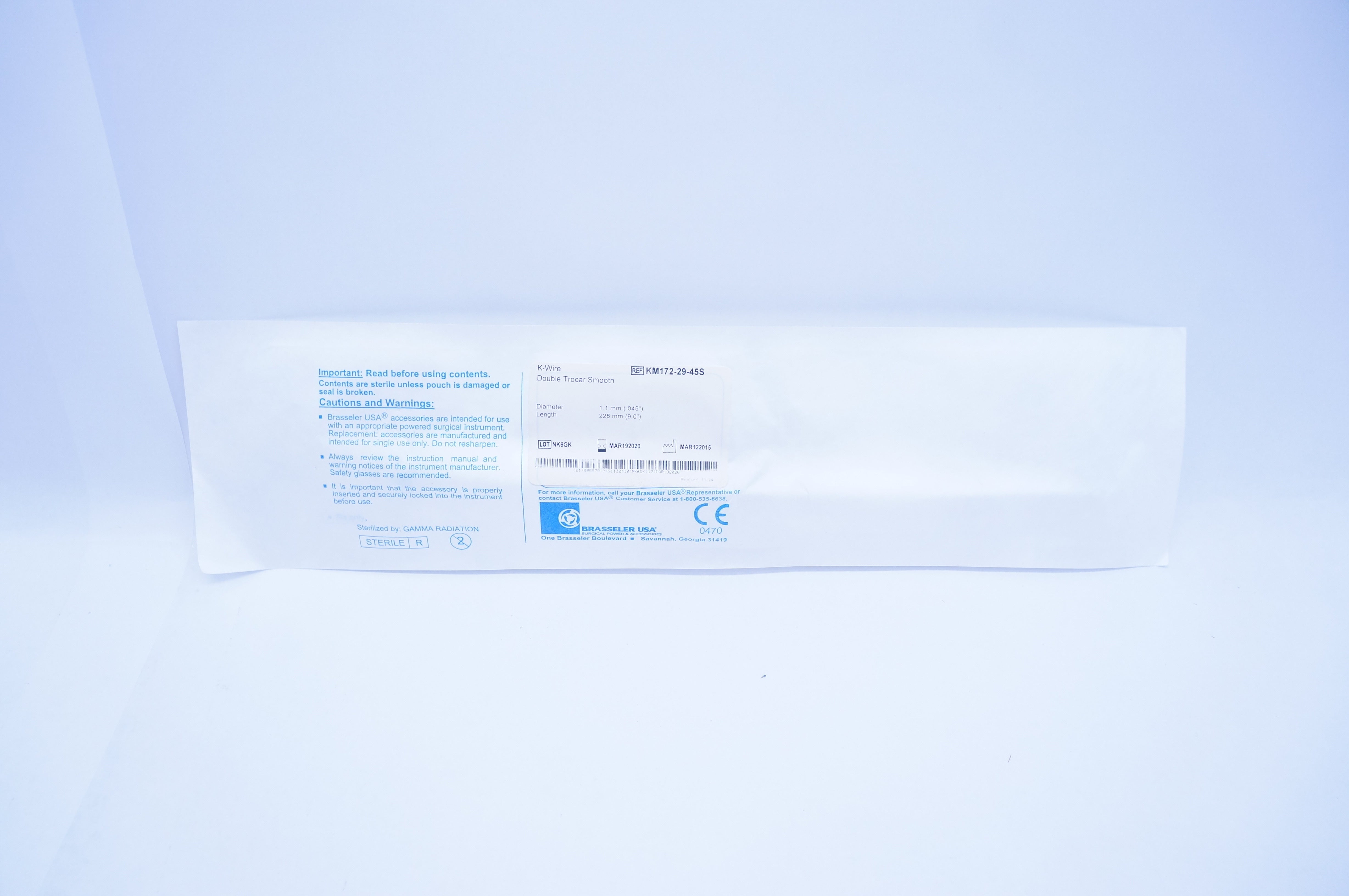 Brasseler USA KM172-29-45S K-Wire Duble Trocar Smooth 1.1 x 228mm (x)