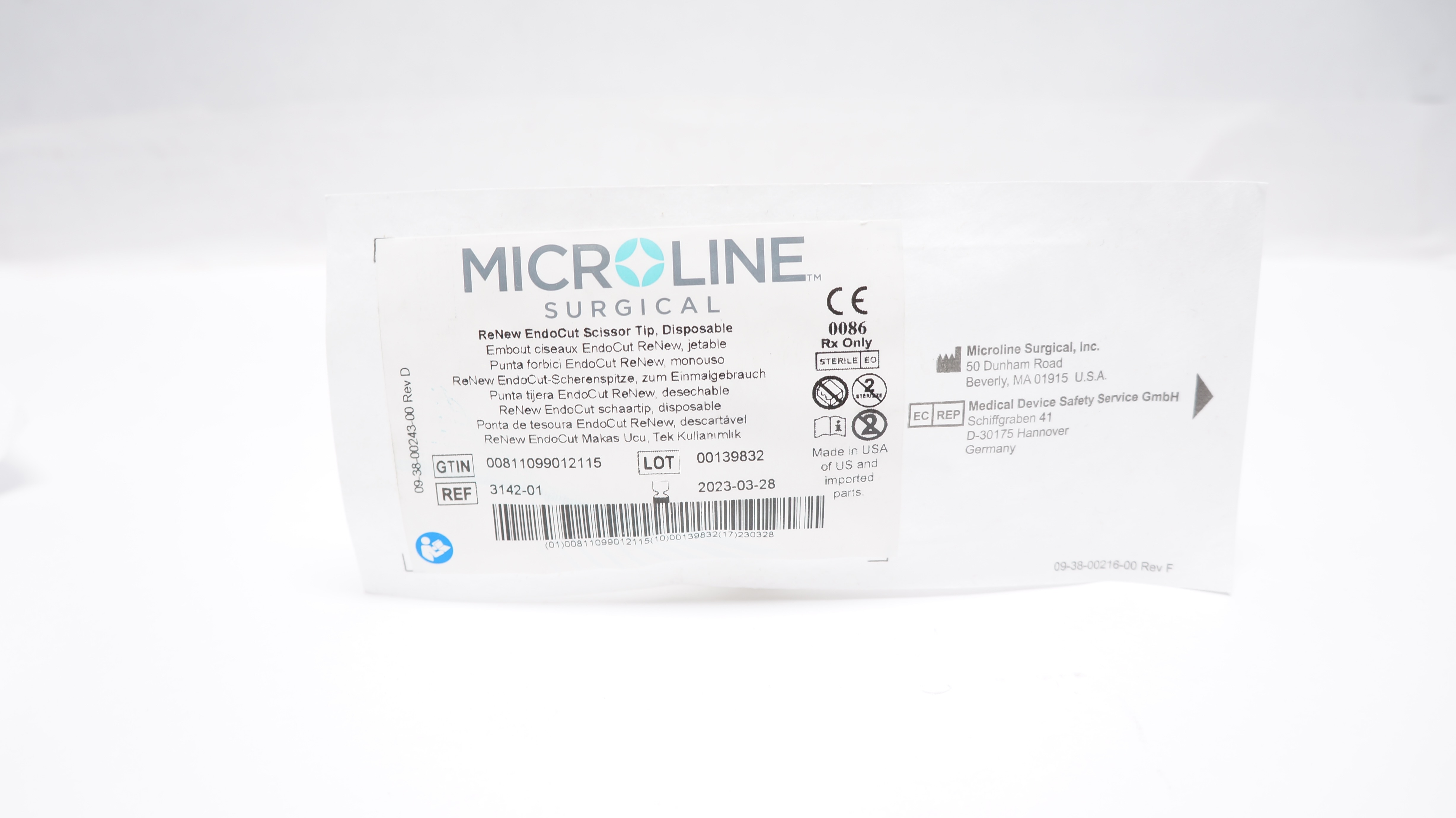 Microline Surgical 3142-01 ReNew EndoCut Scissor Tip, Disposable