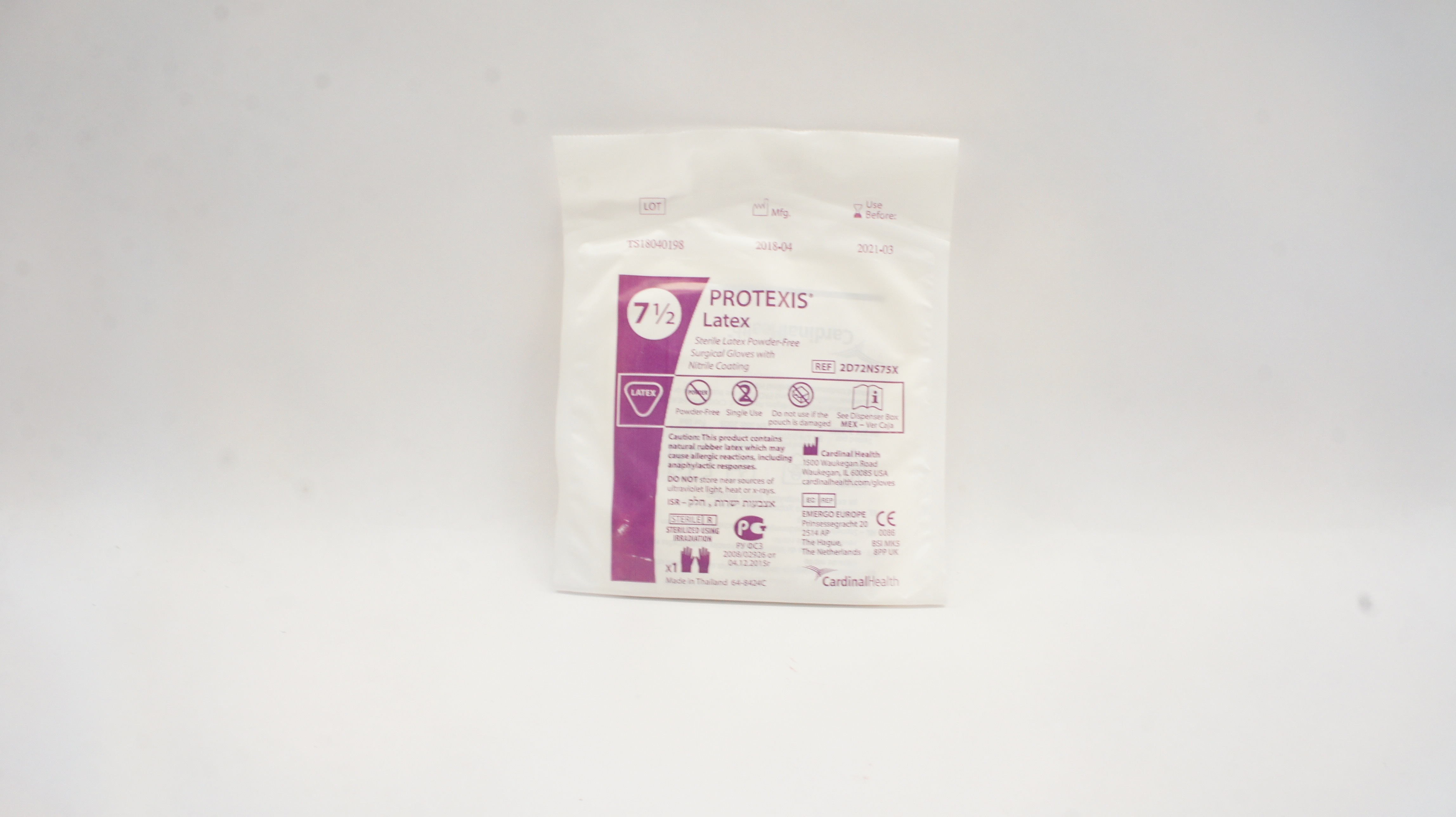 Cardinal Health 2D72NS75X Protexis Latex Sterile Surgical Gloves, Size 7 1/2 (x)
