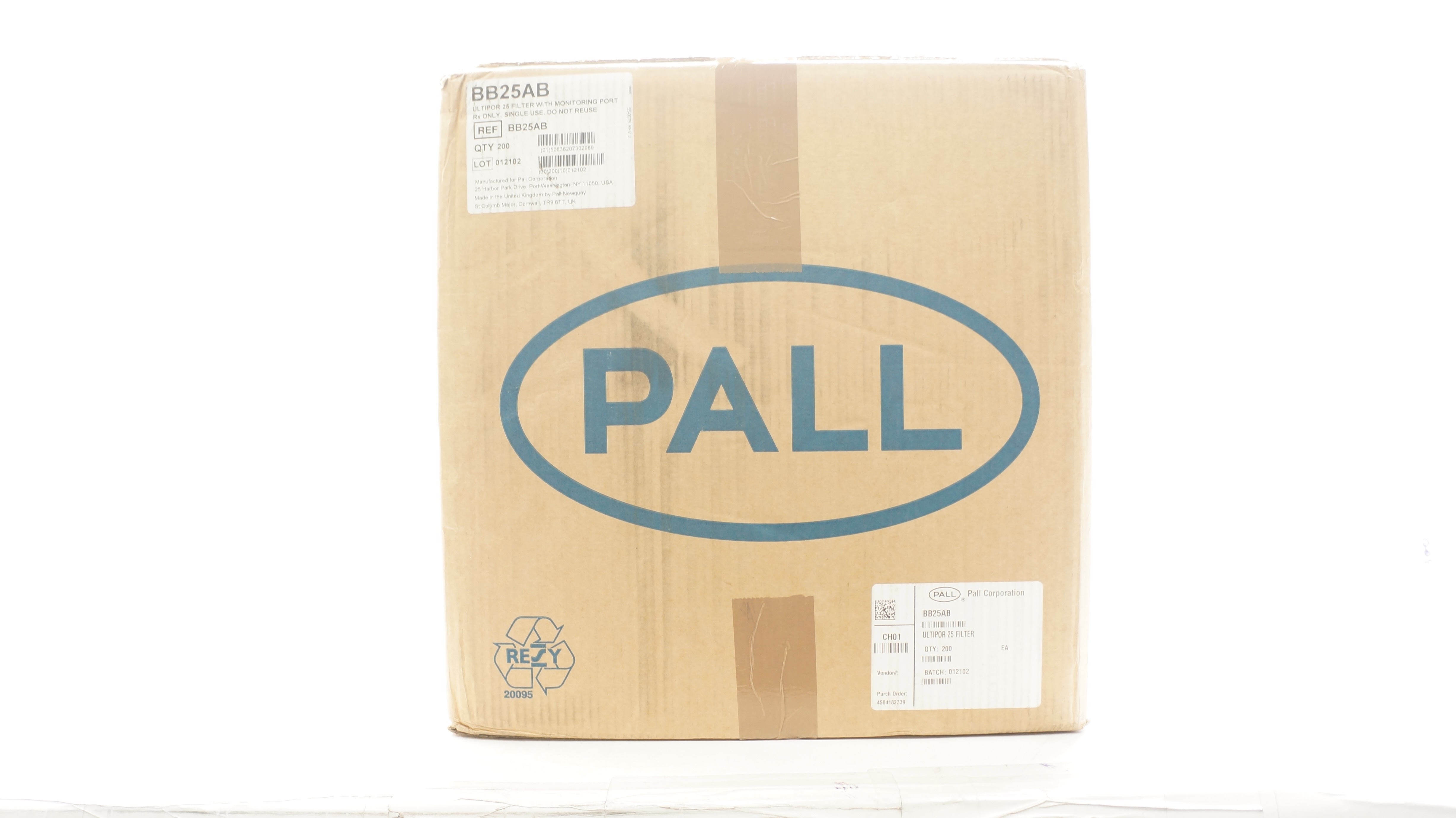 Pall Medical BB25AB Ultipor 25 Filter W/ Monitoring Port - Box of 200