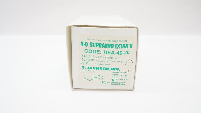 S.Jackson HEA-40-20 4-0 Supramid Extra II Nonabsorbable Nylon Stre. (x)-Box of 7